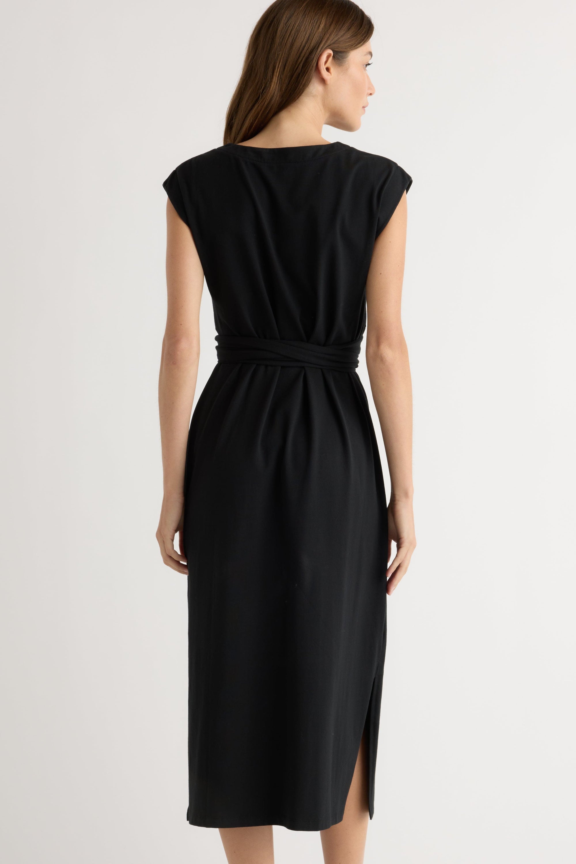 Fei Wrap Dress at Modern Citizen | Organic Cotton Midi Dress Black / Regular / S