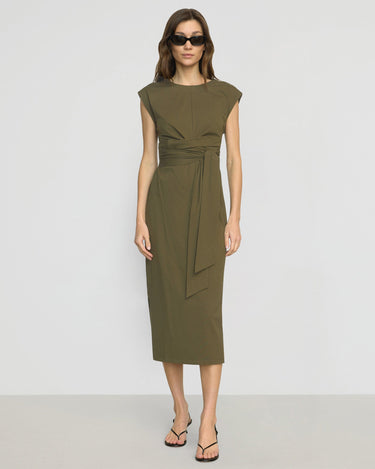 Renée | Fei Organic Cotton Tie-Front Midi Dress in Size Small