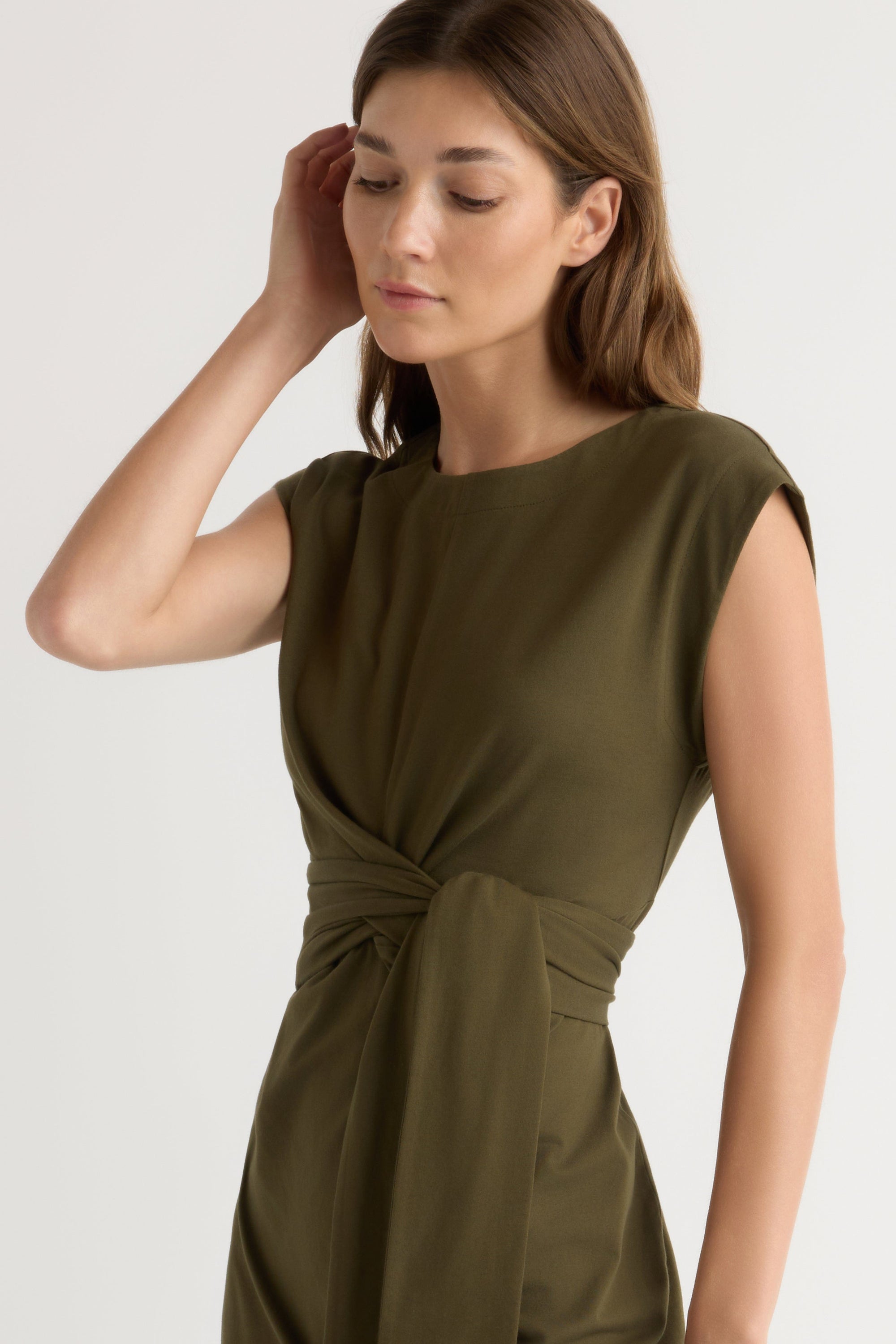 Fei Tie-Front Organic Cotton Dress - Women's Dresses - Olive - XL | Modern Citizen Fei Tie-Front Organic Cotton Dress - Women's Dresses - Olive - XL | Modern Citizen
