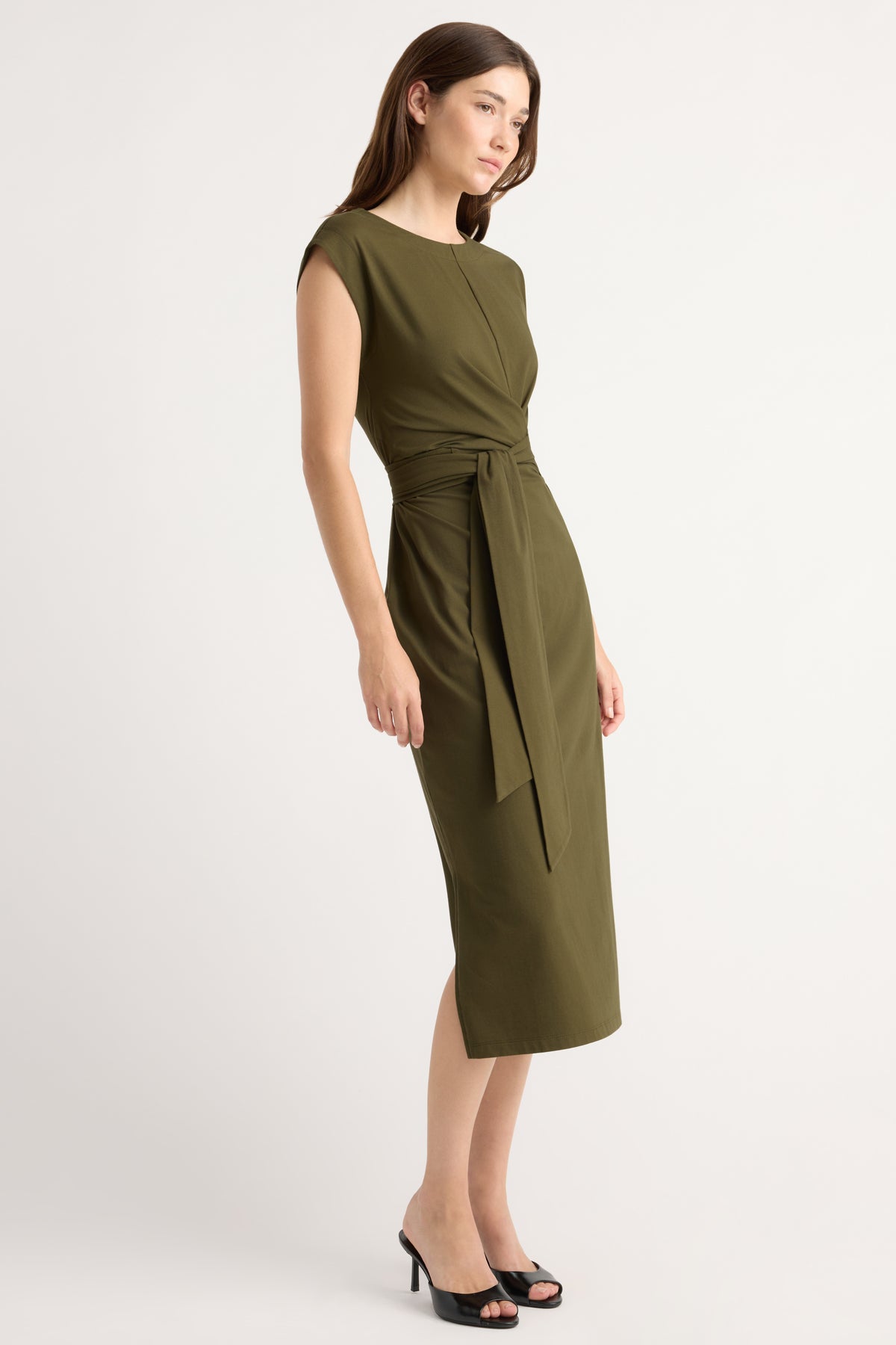 Fei Tie-Front Organic Cotton Dress Olive / Regular / M