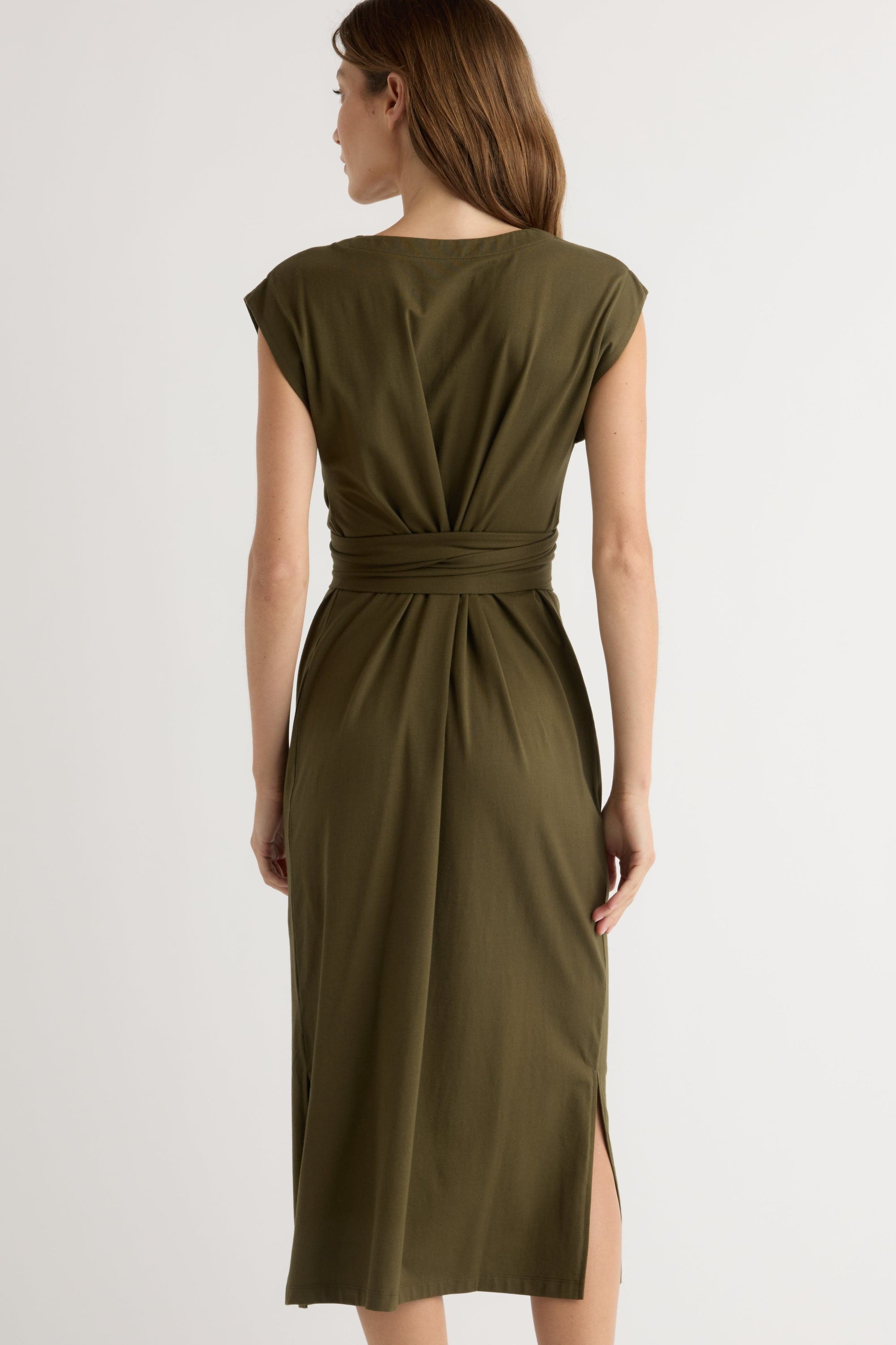 Fei Tie-Front Organic Cotton Dress Olive / Regular / XL