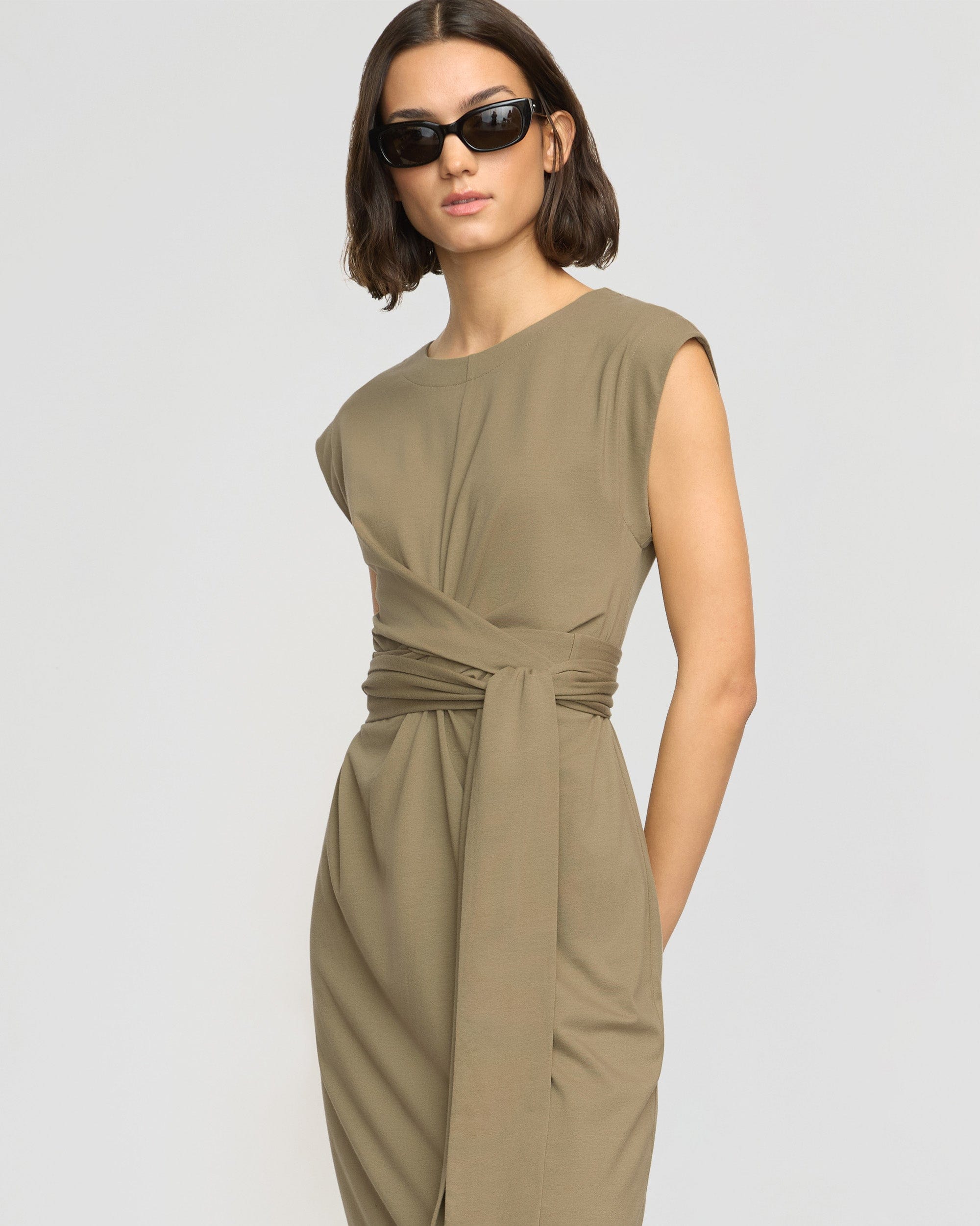 ★OPEN YY_TheOpen Product★ TRANSFORMATIVE KNOT DRESS (KHAKI OPEN YY