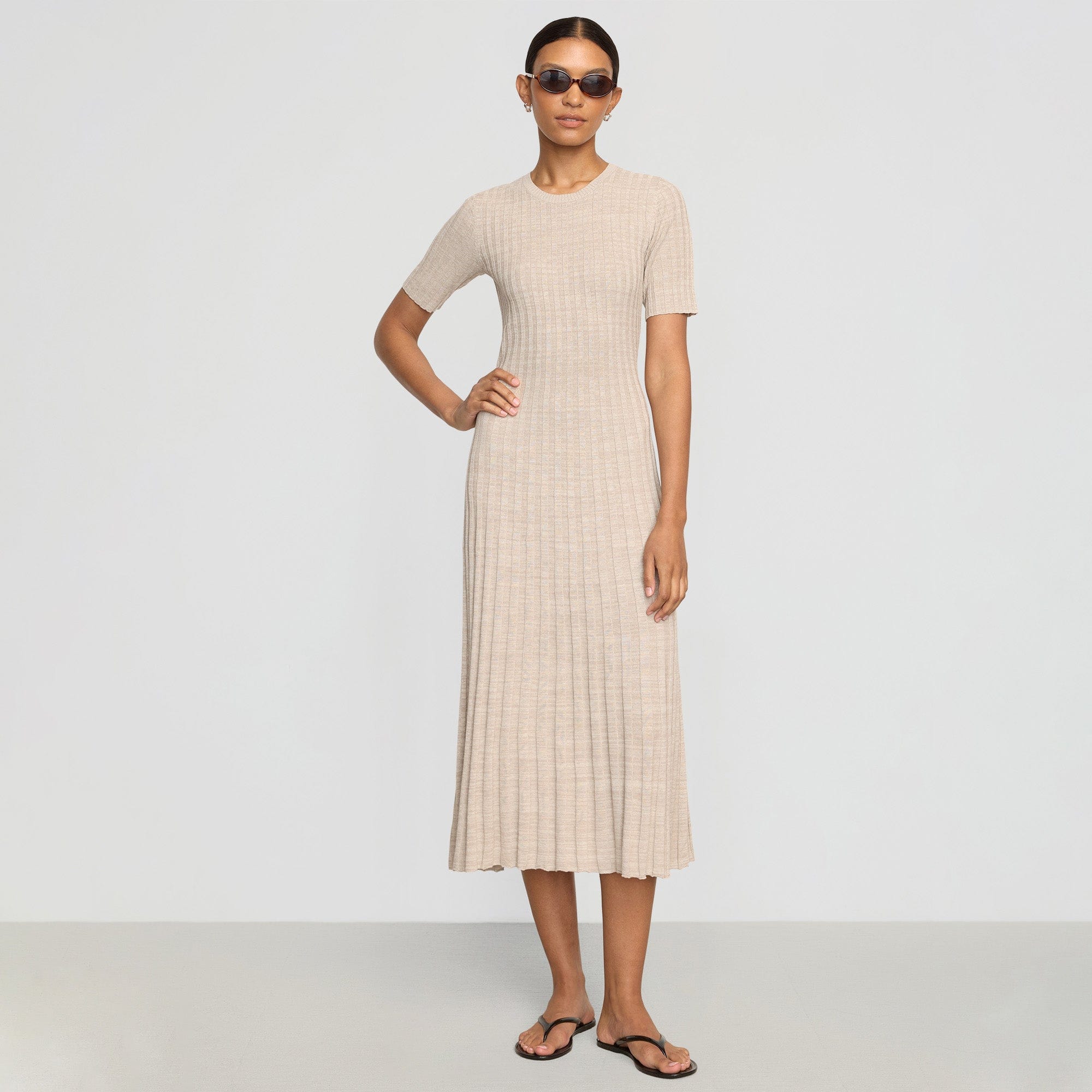 ※Nan※　Nature Design Switching Dress Premium Cool Cotton Wave Dress with Playful Patchwork | Nish