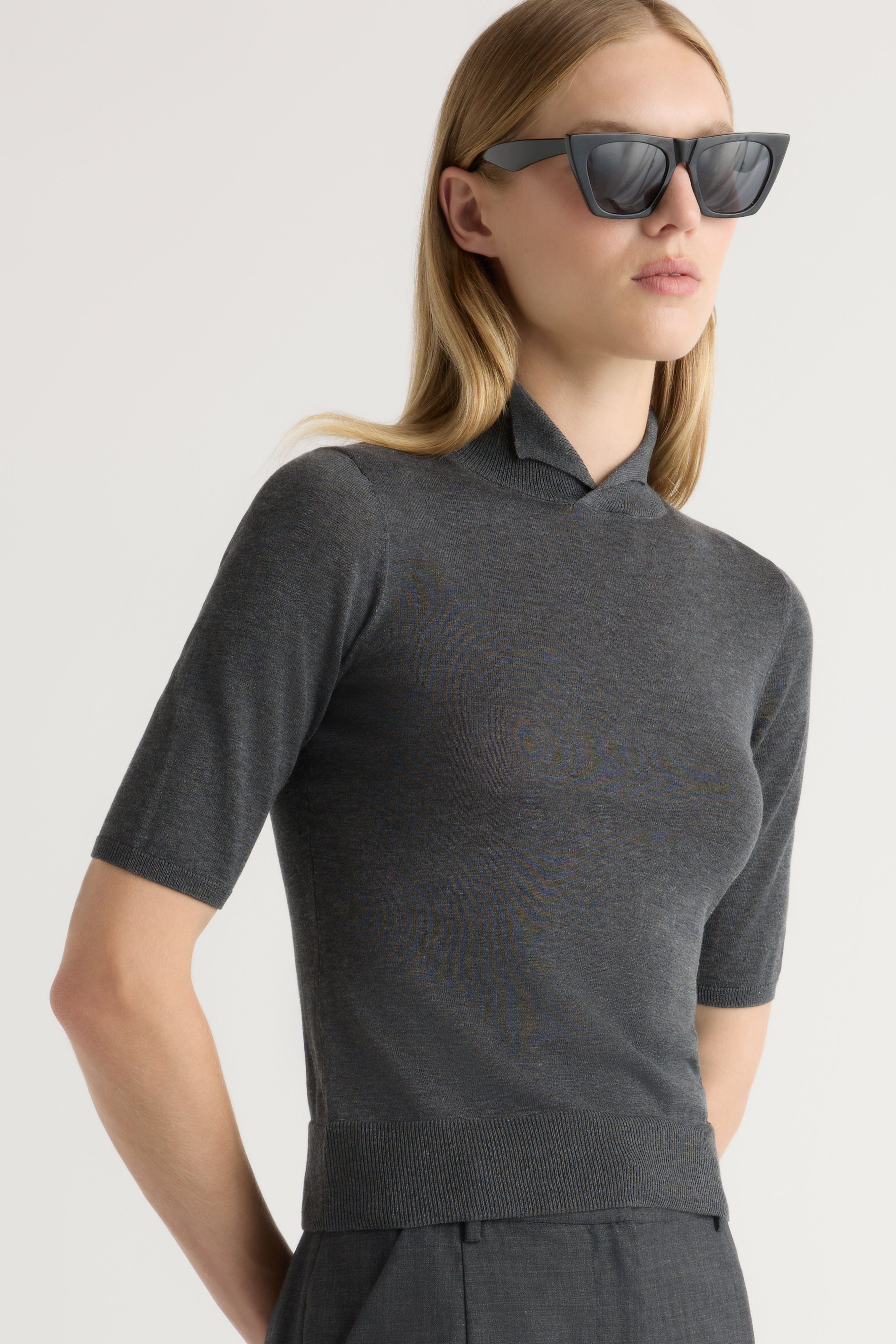 Gia Cotton-Silk Turtleneck Knit Top