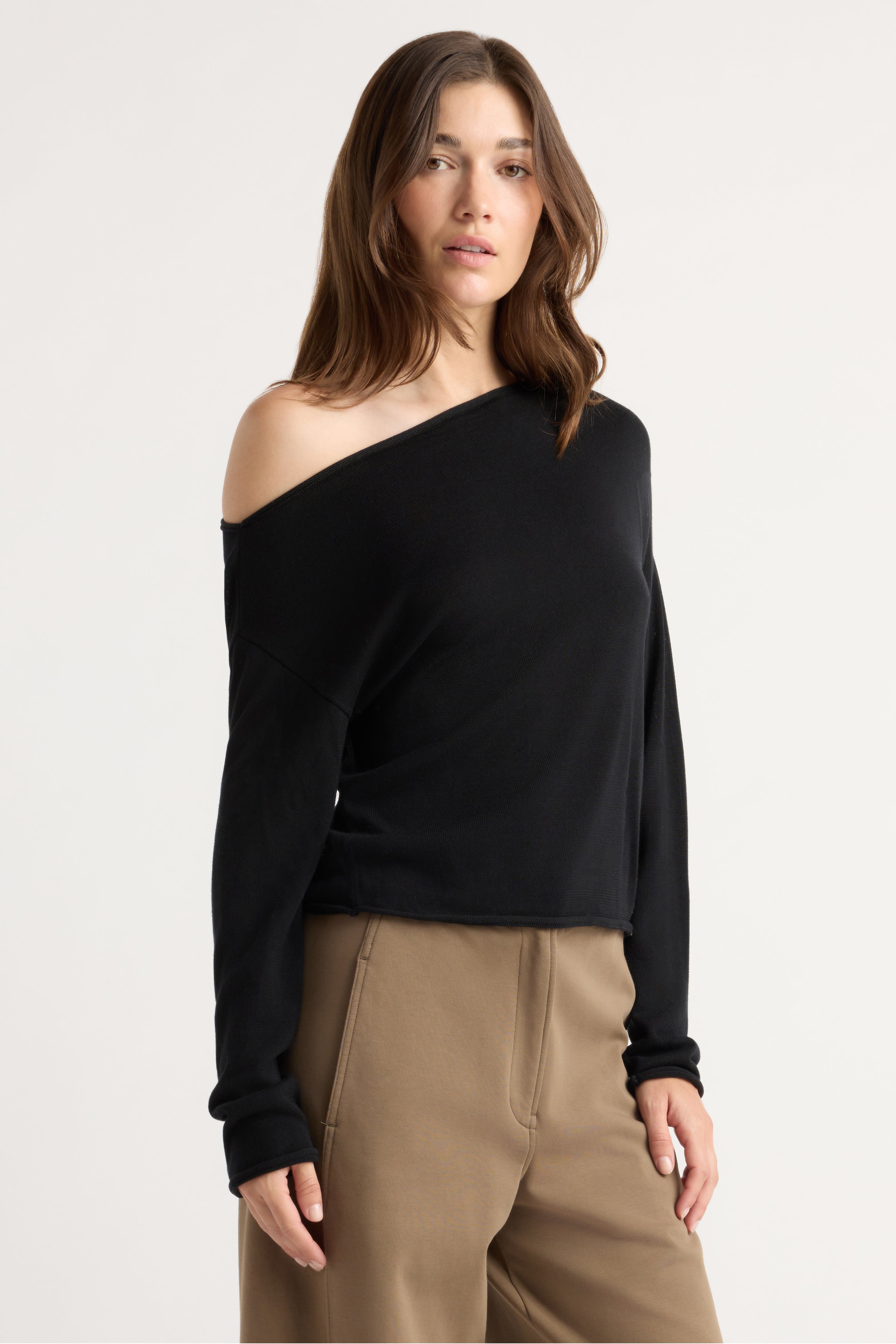 Hachi Tencel-Wool Off-Shoulder Sweater