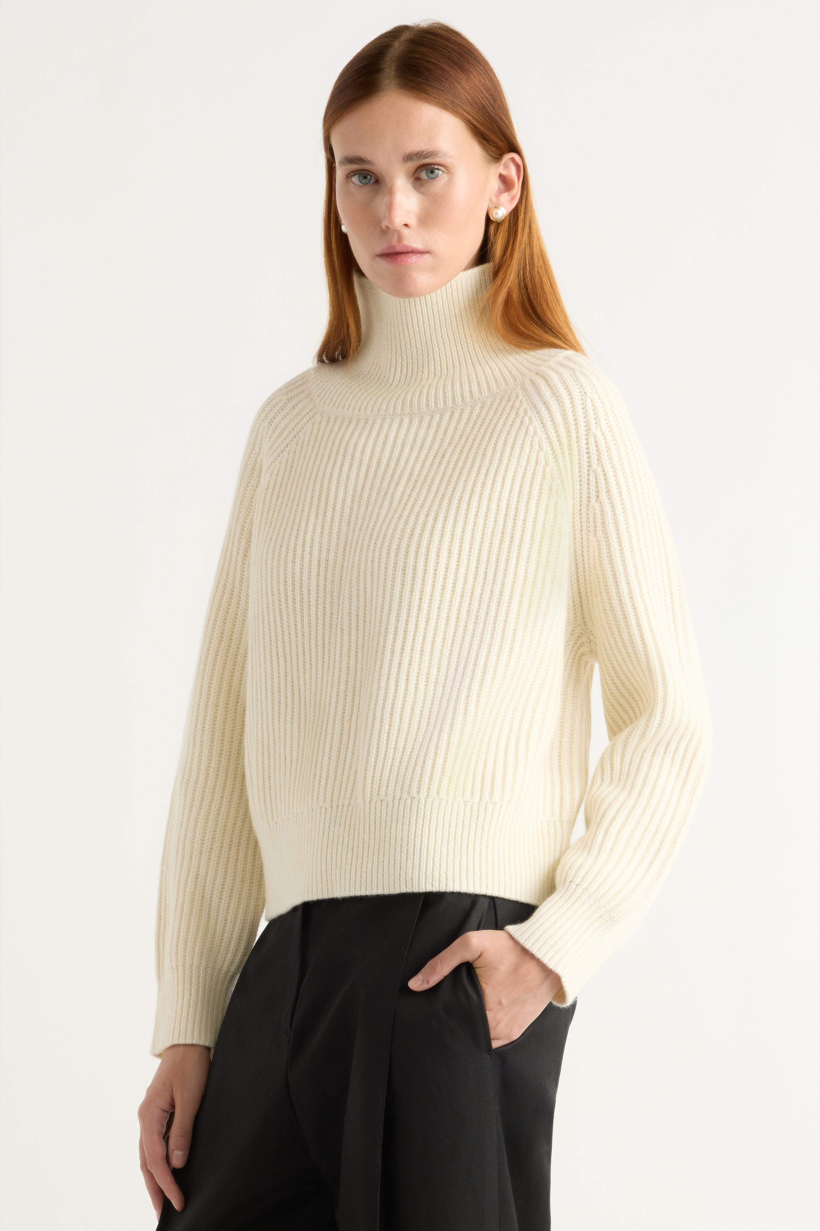 Hadeel Organic Cotton-Wool Mock-Neck Sweater