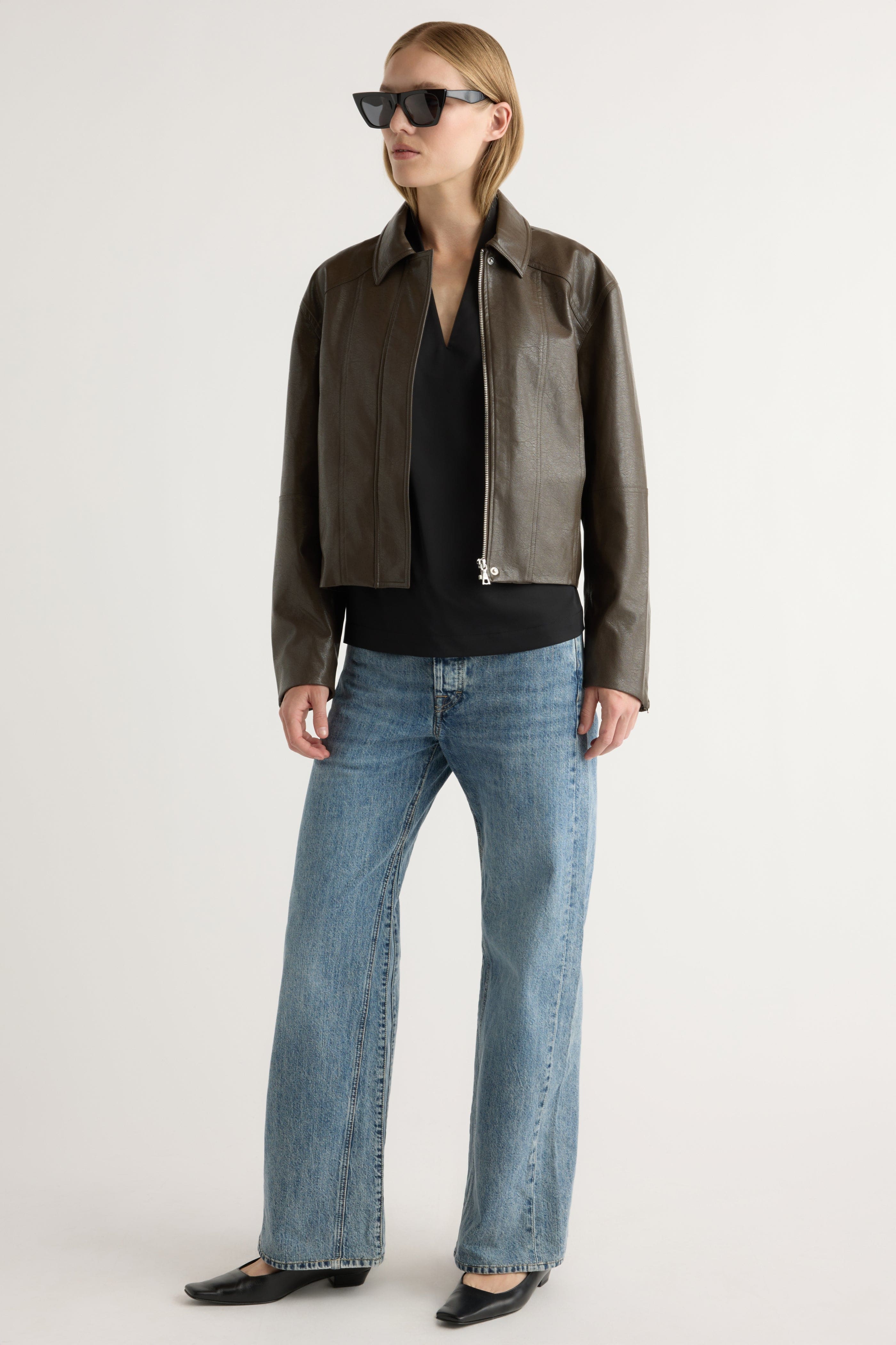 ジャケット・アウター echeveria Leather Switiching WorkJKT OVY echeveria Leather Switiching Work JKT echeveria Leather Switiching