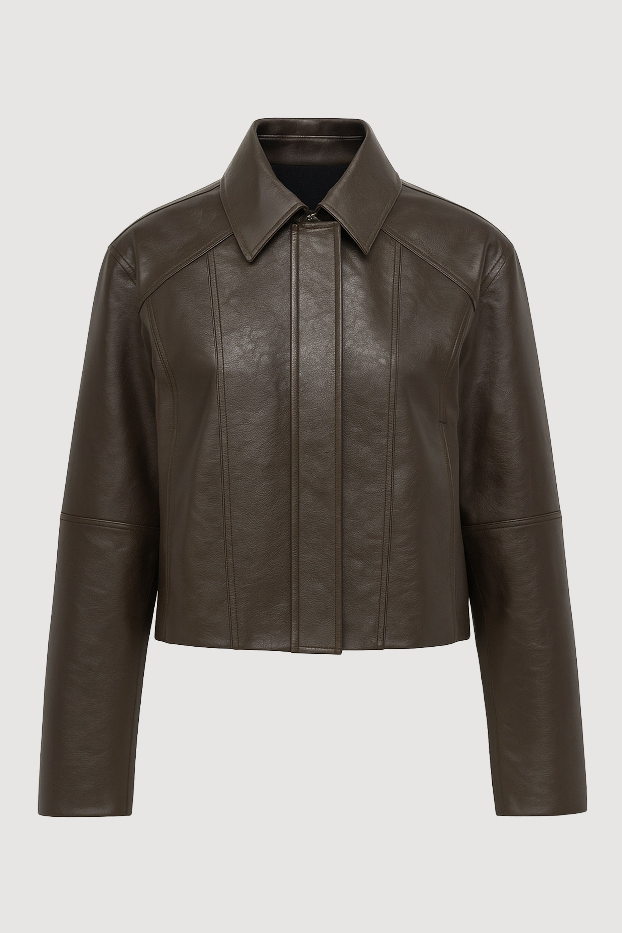 Halle Vegan Leather Jacket in Brown