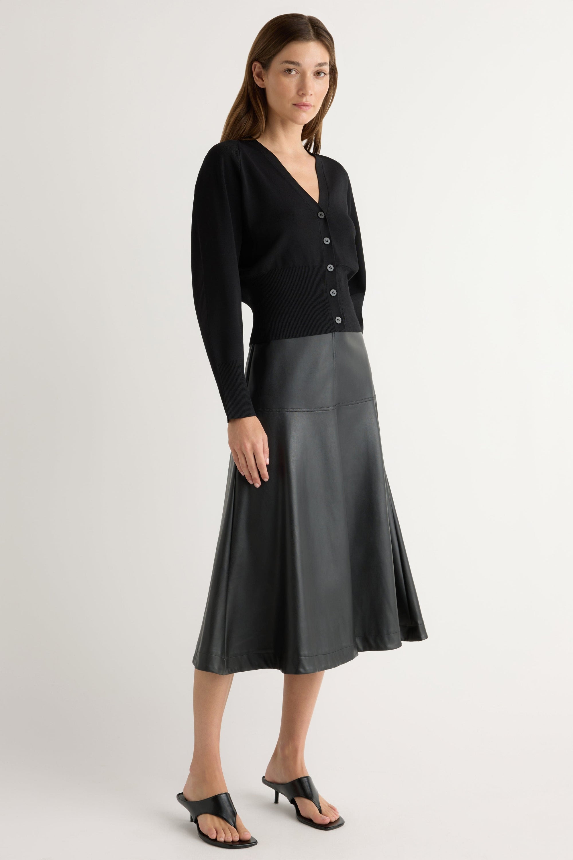 fitted lace wedding dress GOOD AMERICAN FAUX LEATHER MIDI SKIRT – Envy by Melissa Gorga main image 0