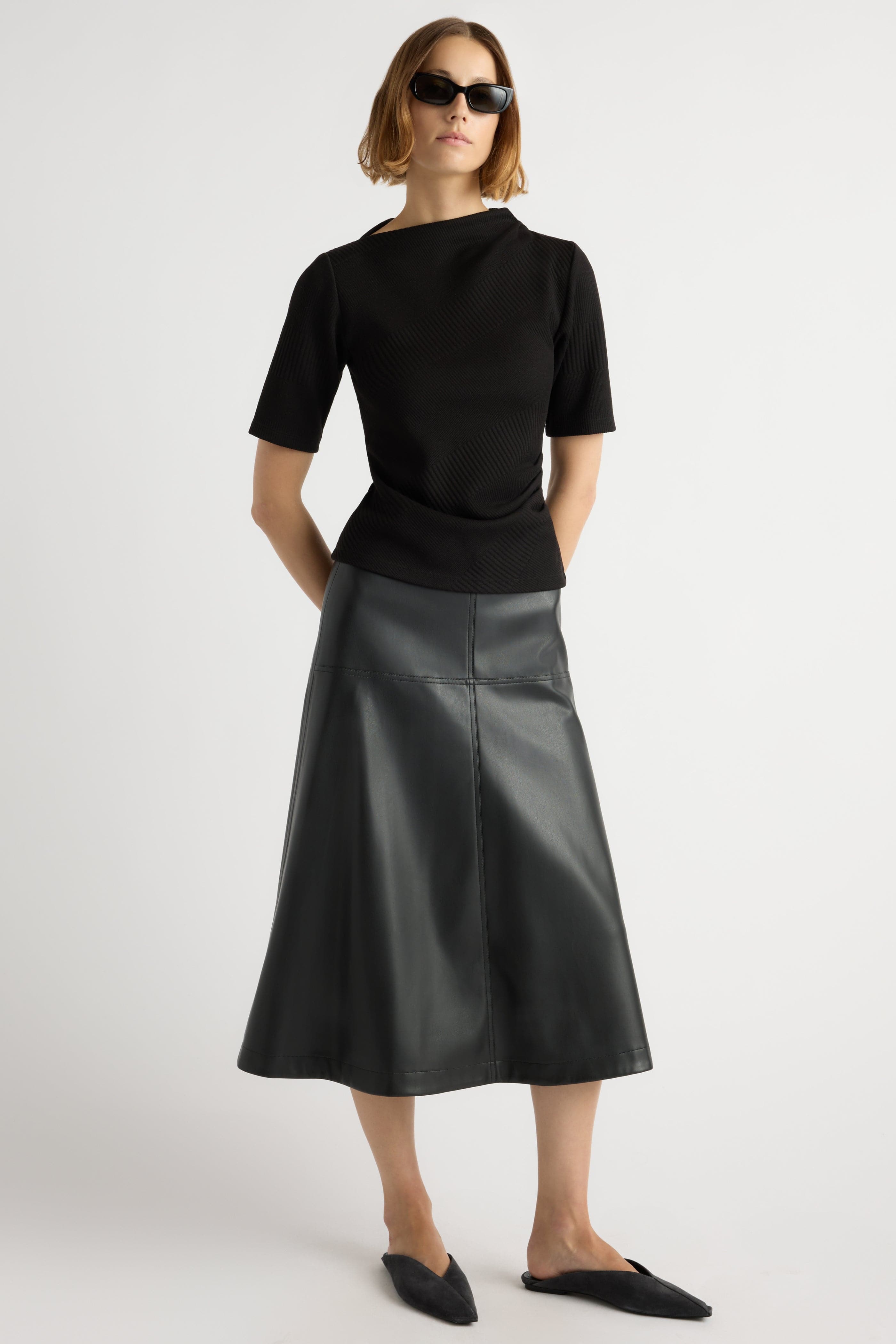 Harley A-Line Vegan Leather Skirt