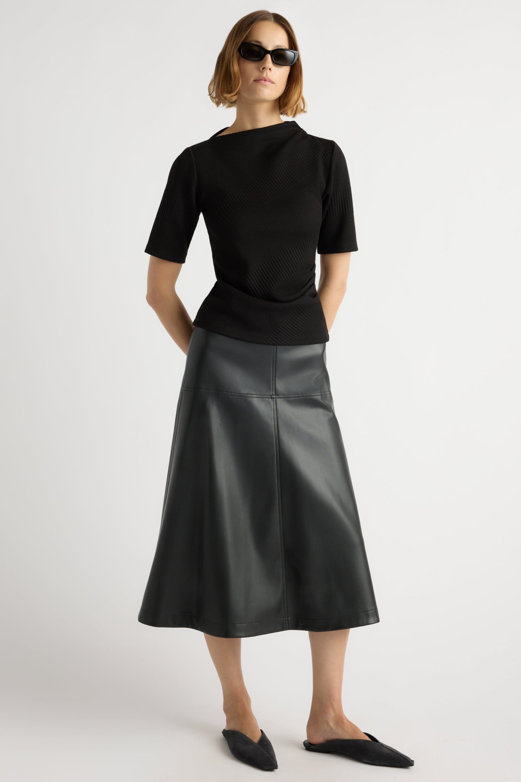 Harley A-Line Vegan Leather Skirt
