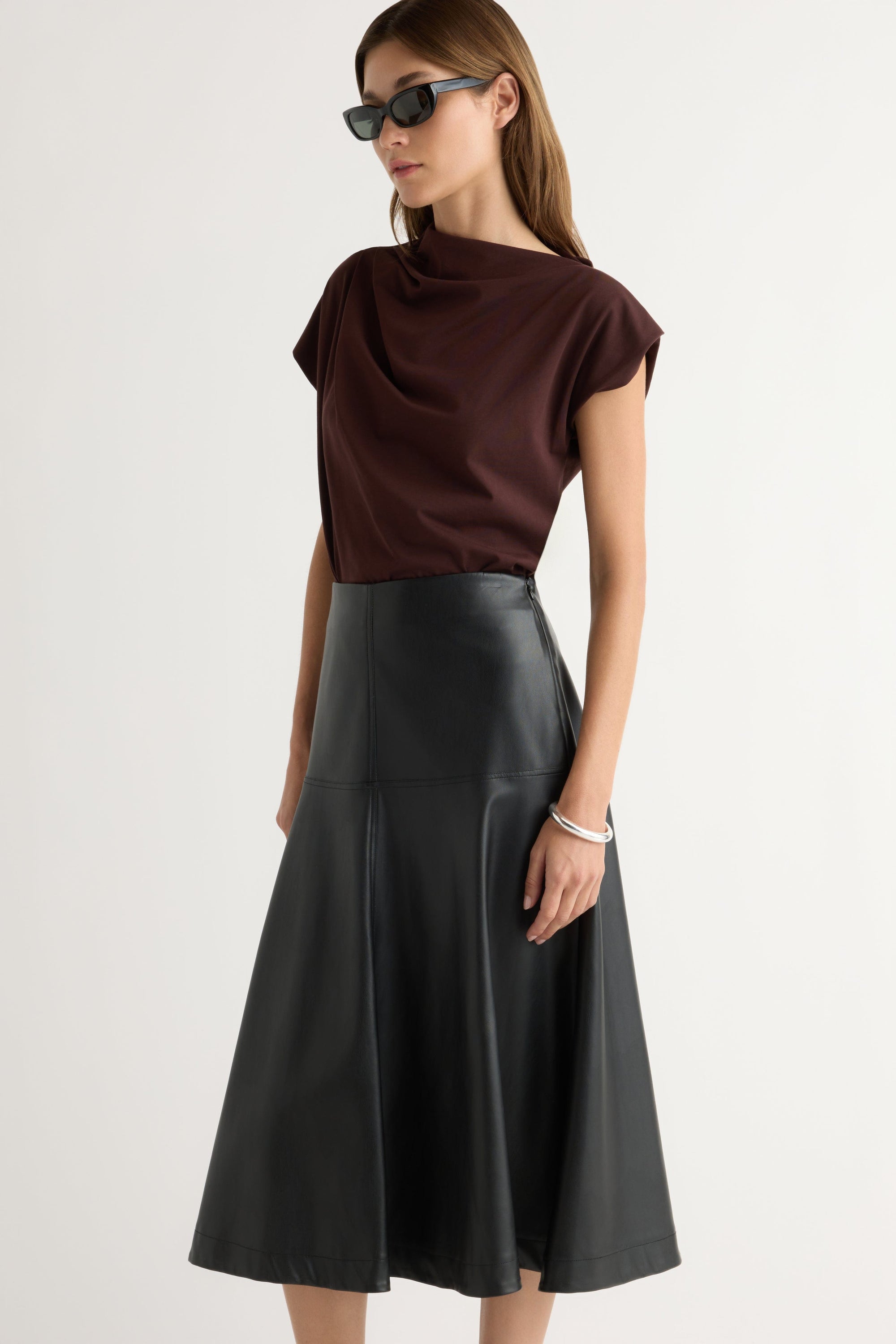 Harley A-Line Vegan Leather Skirt