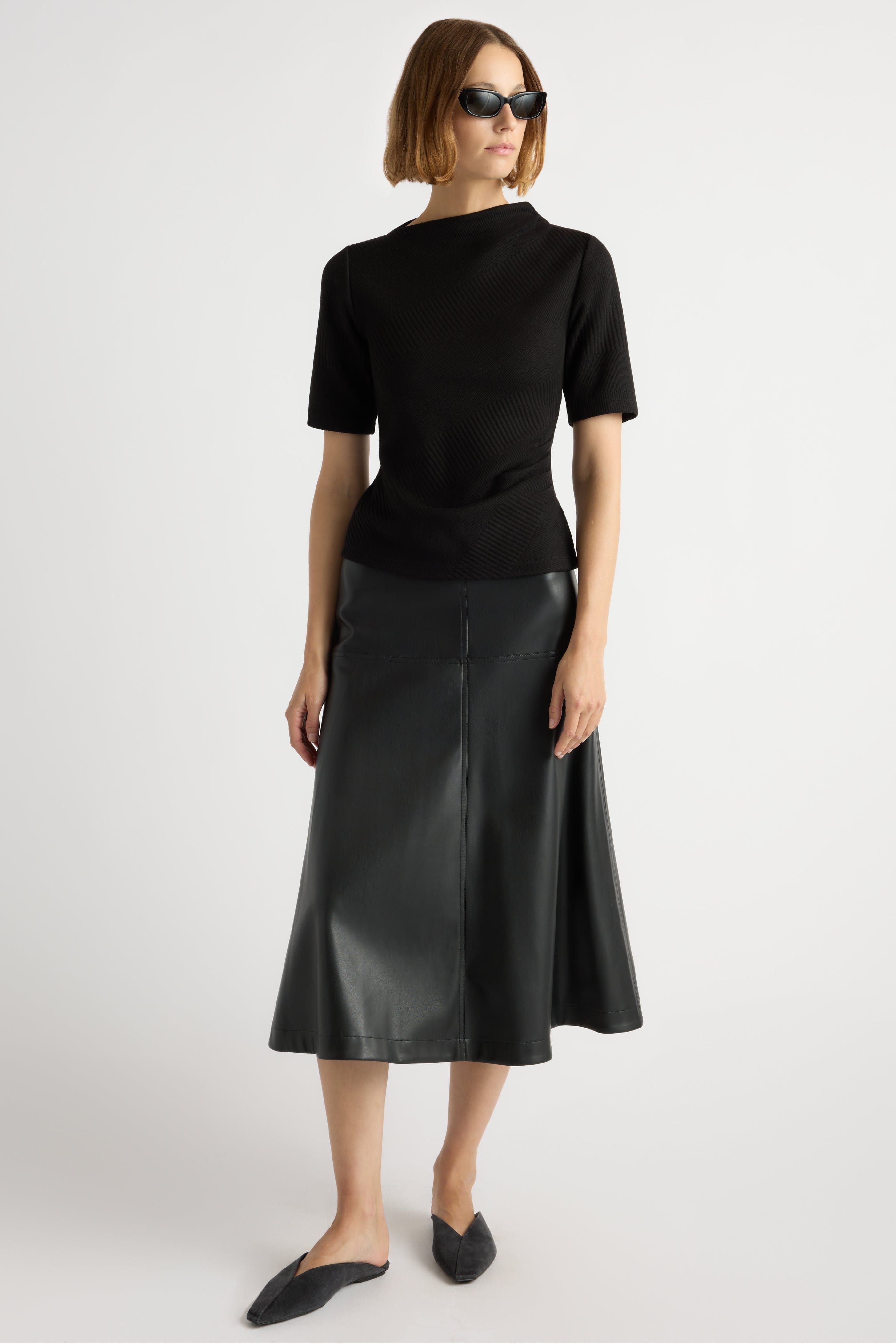 Harley A-Line Vegan Leather Skirt