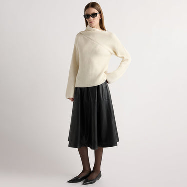 Marije | Harlow Vegan Leather Flare Skirt in Size Small