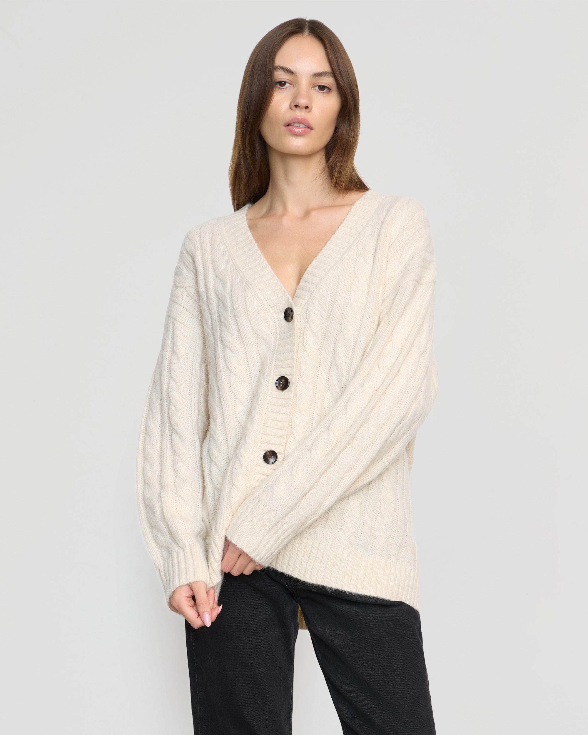 Cream cable knit cardigan womens shop