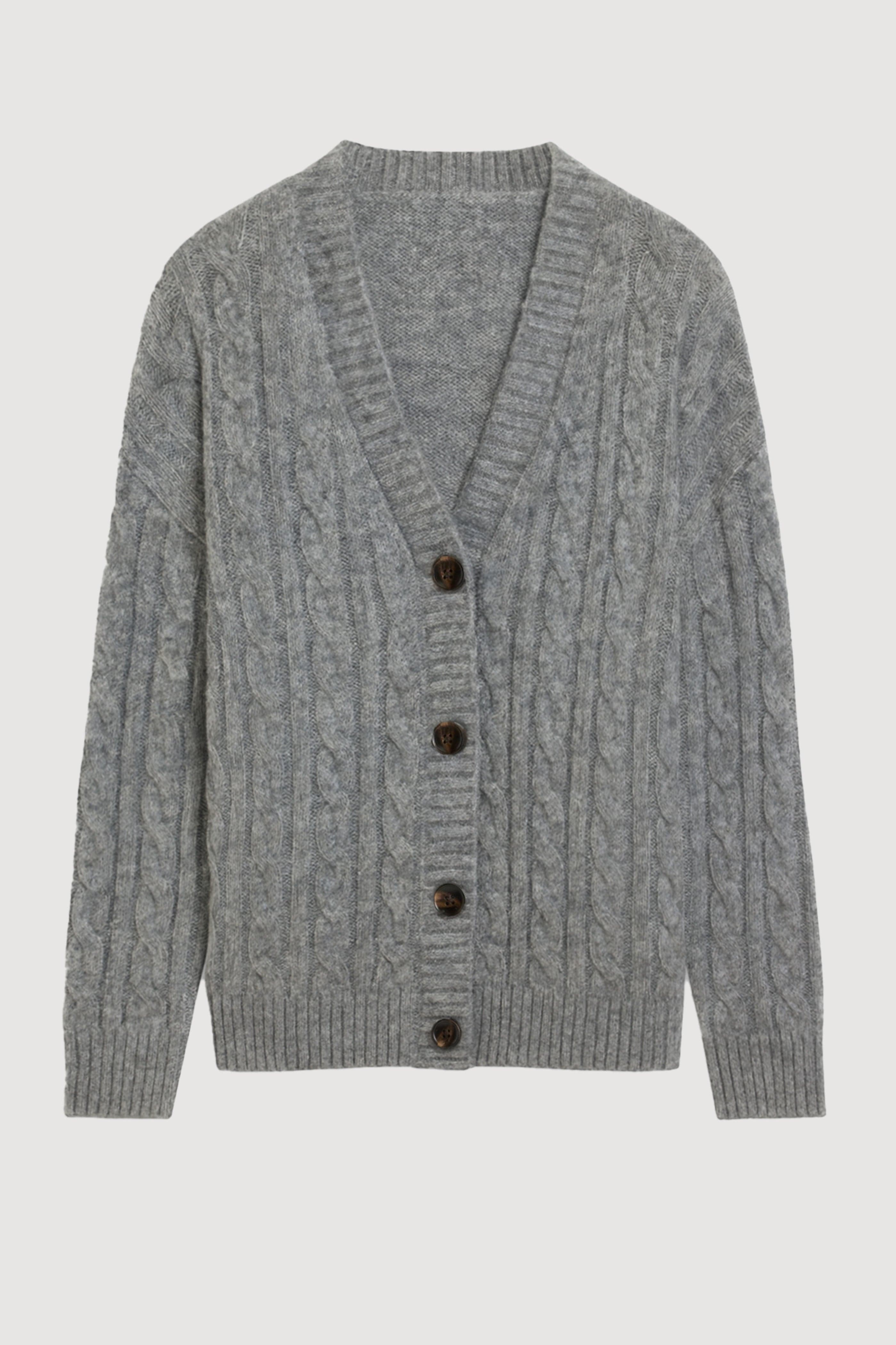 Hikari Asymmetric Cable Knit Cardigan