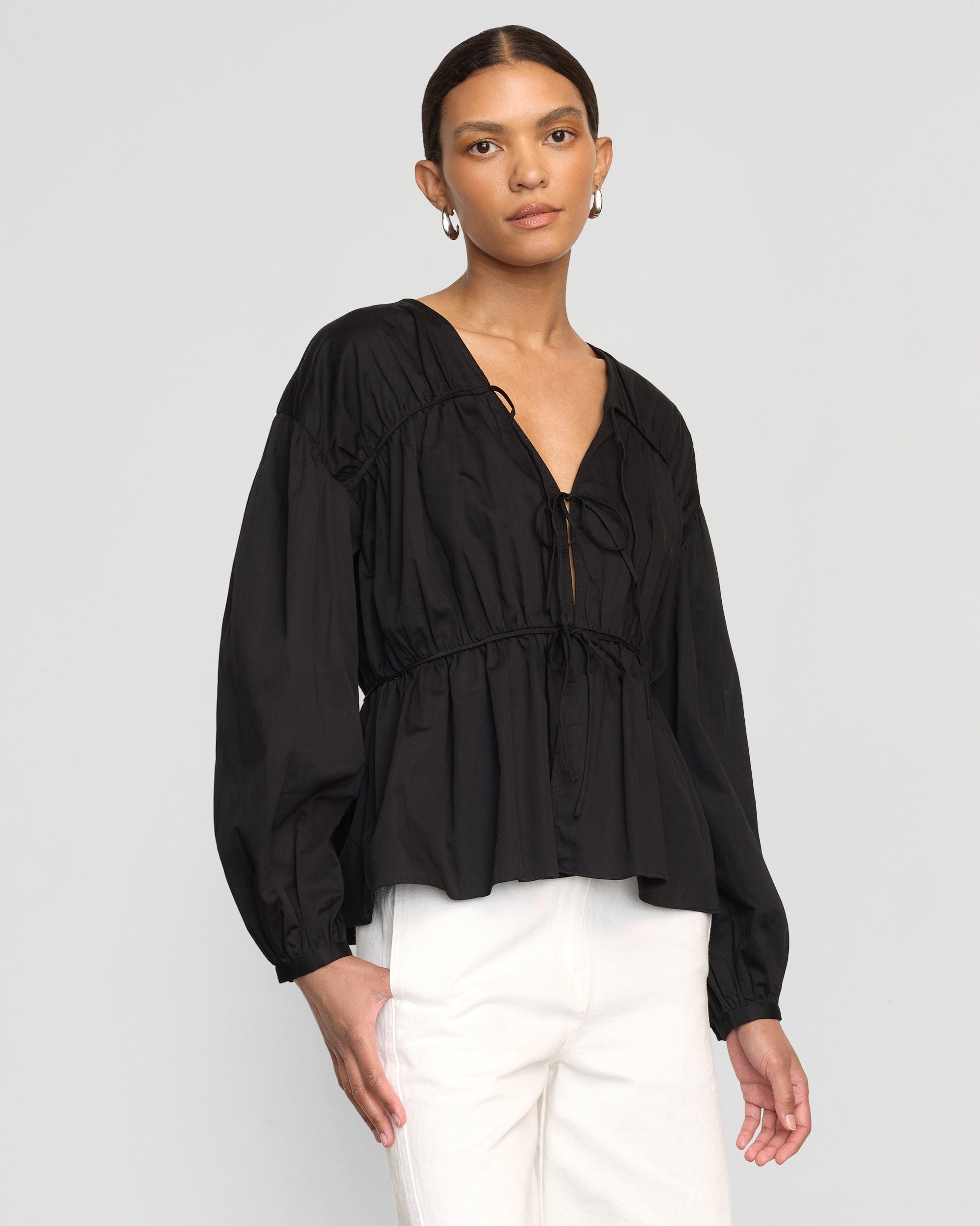 Hira Tie-Front Blouse at Modern Citizen | Elevated Basics