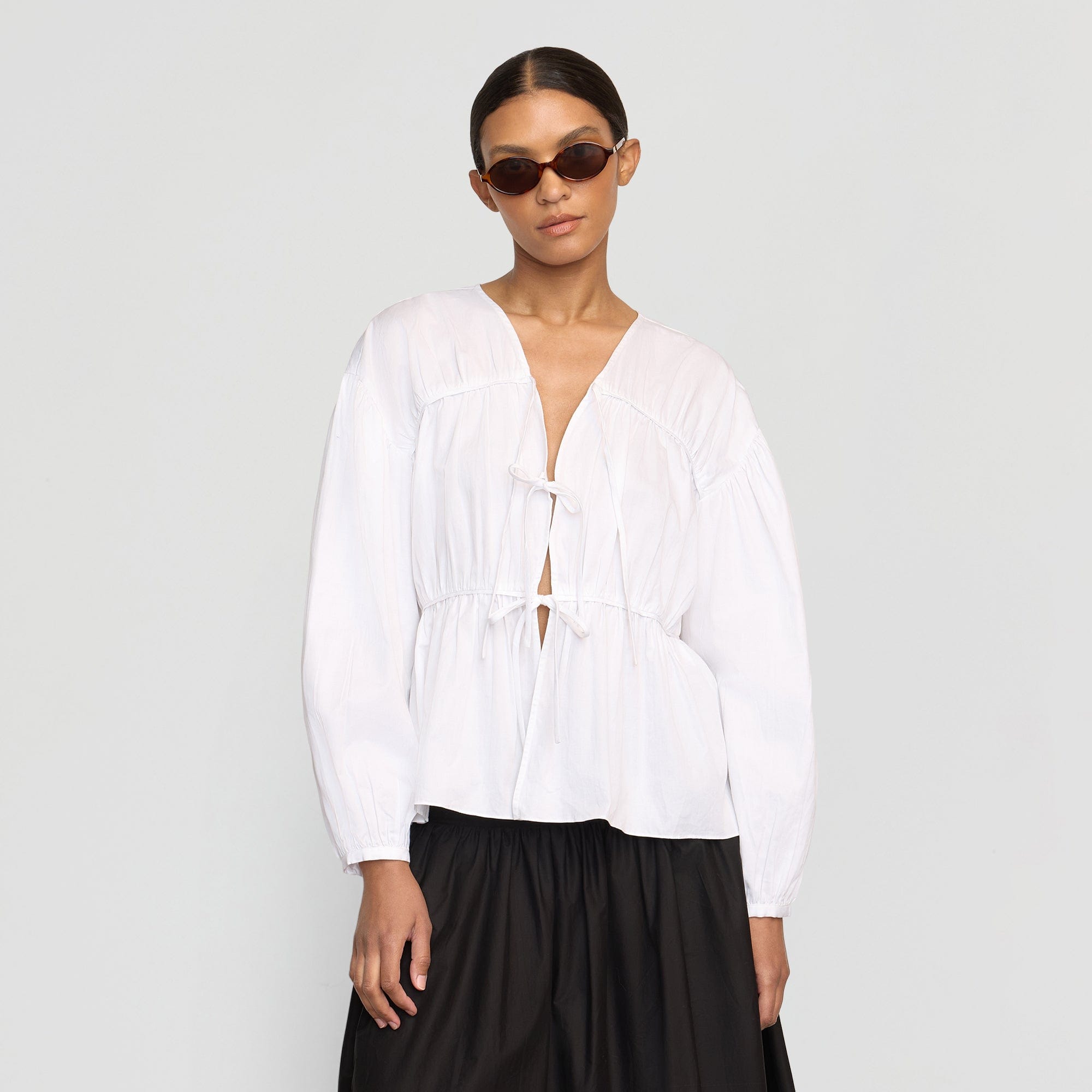 【Acka.】puffy gather blouse white Acka. puffy gather blouse white - メルカリ