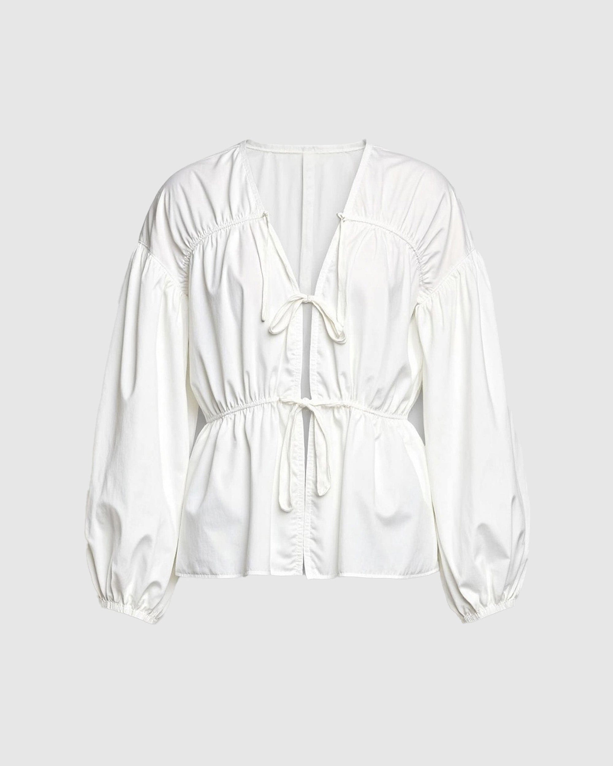 white cotton tie front shirt