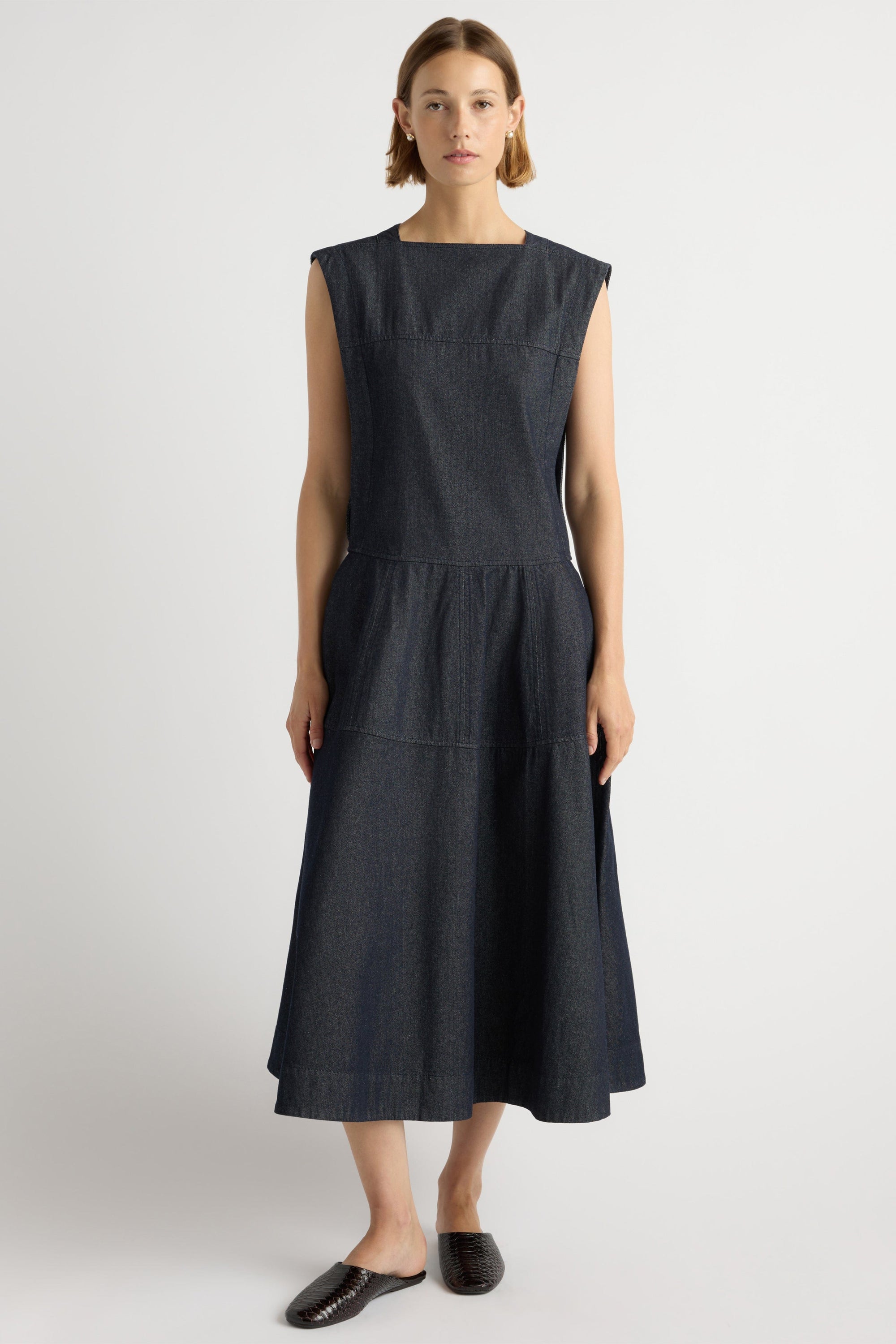 Holland Drop-Waist Denim Dress Dark Indigo / 1X Holland Drop-Waist Denim Dress Dark Indigo / 1X