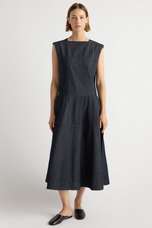 Holland Drop-Waist Denim Dress Dark Indigo / 1X Holland Drop-Waist Denim Dress Dark Indigo / 1X
