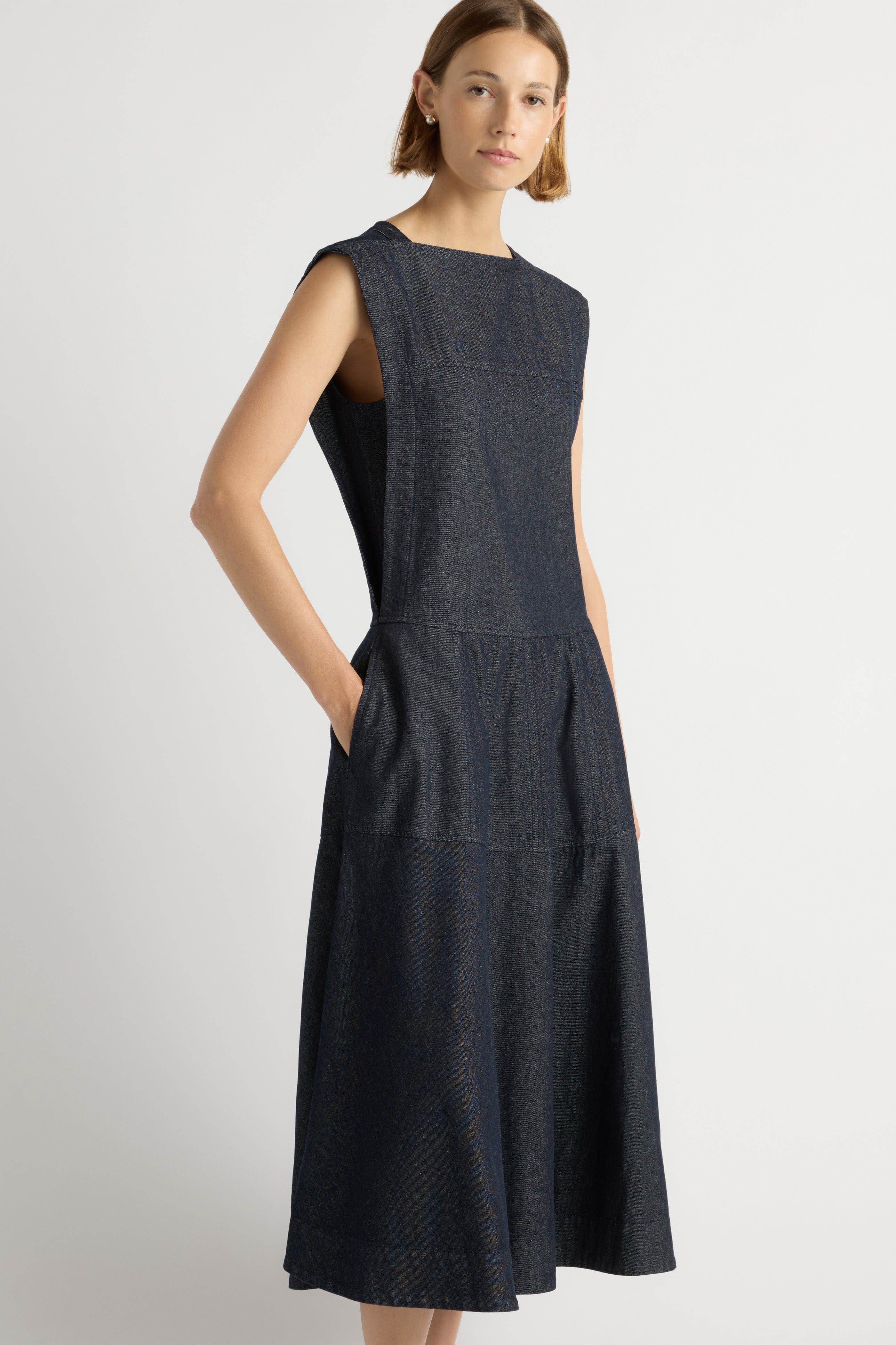 Holland Drop-Waist Denim Dress Dark Indigo / 1X Holland Drop-Waist Denim Dress Dark Indigo / 1X