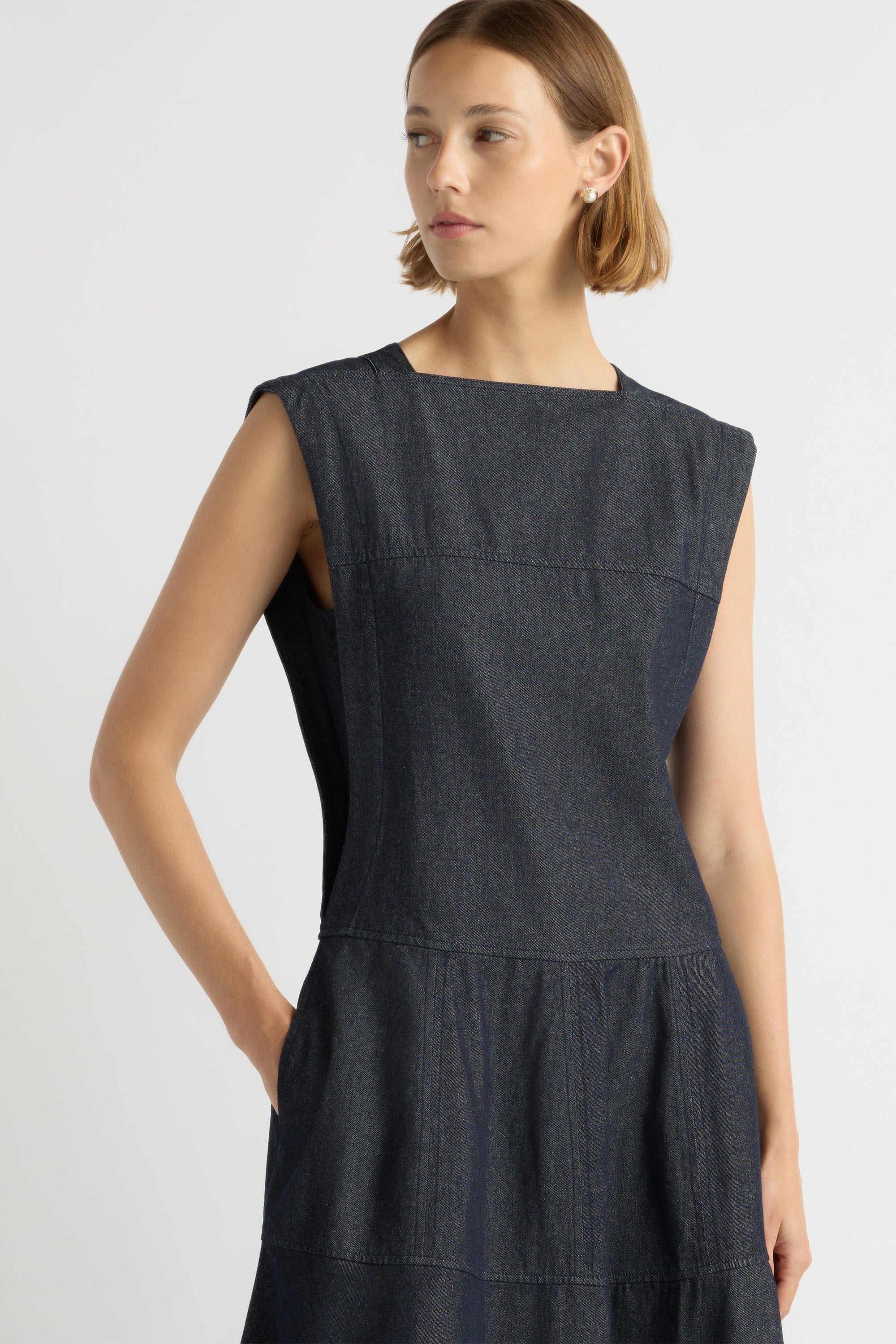 Holland Drop-Waist Denim Dress
