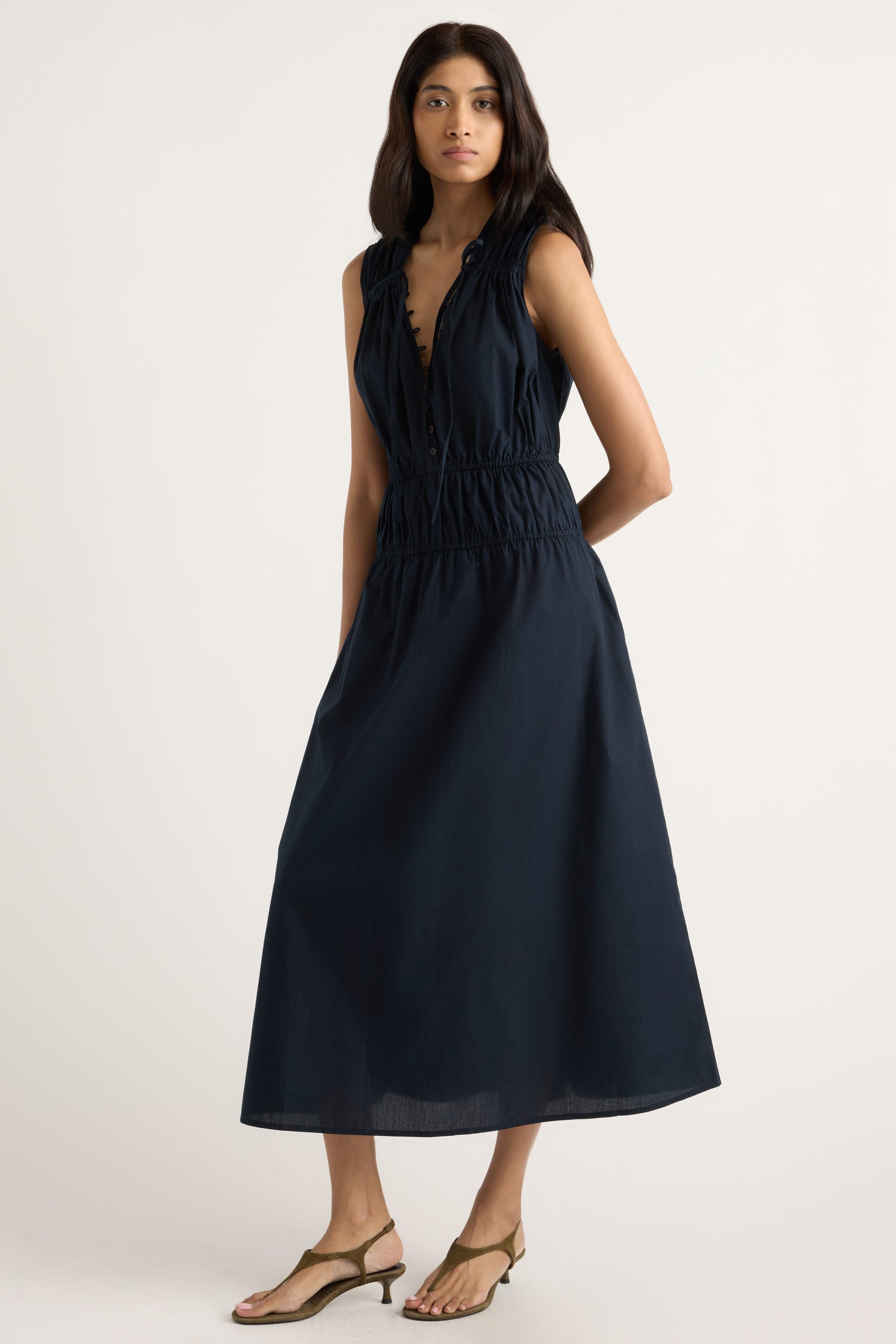 Iga Gathered Organic Cotton Maxi Dress Iga Gathered Organic Cotton Maxi Dress