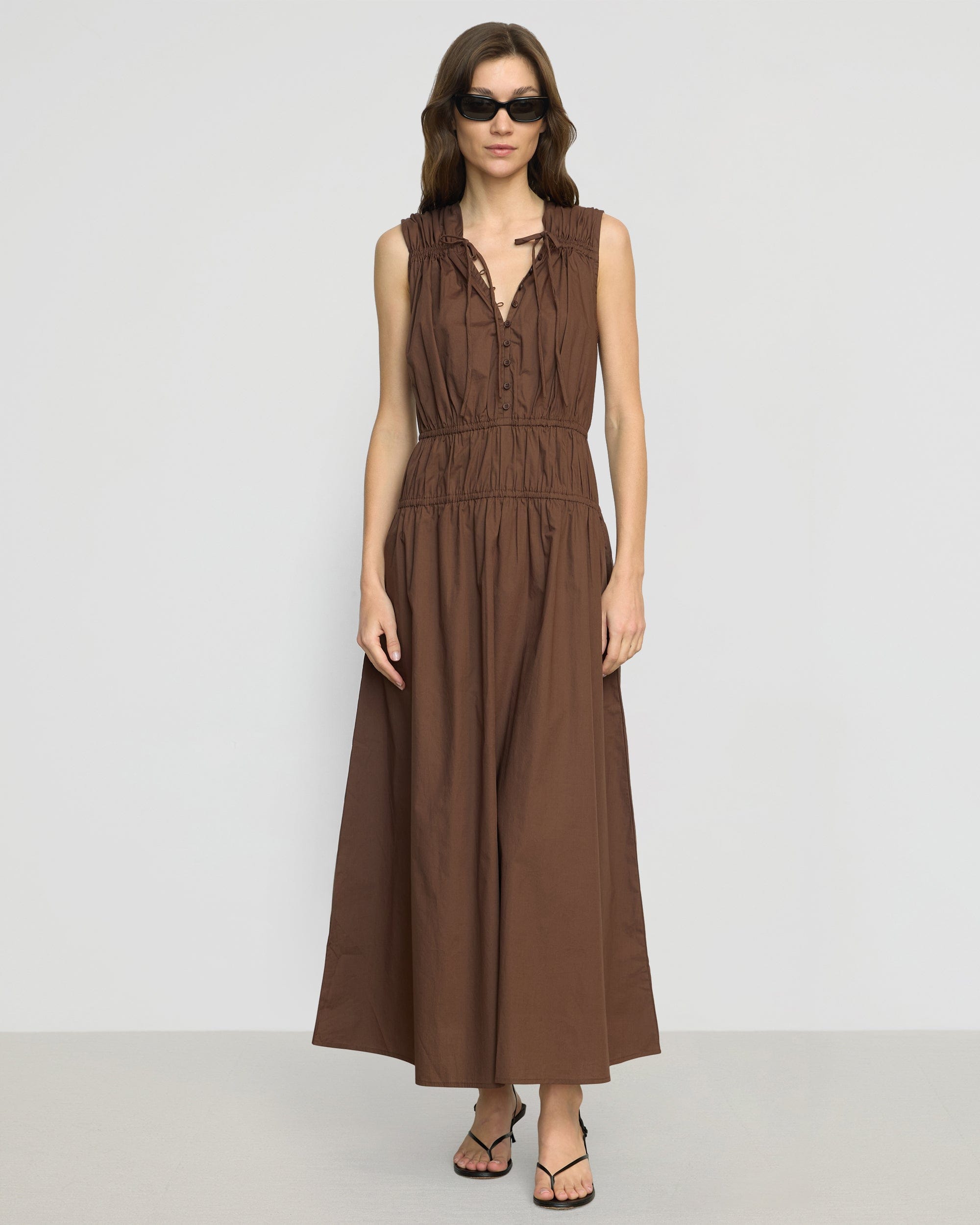 Kaci Cinched-Waist Organic Cotton Dress