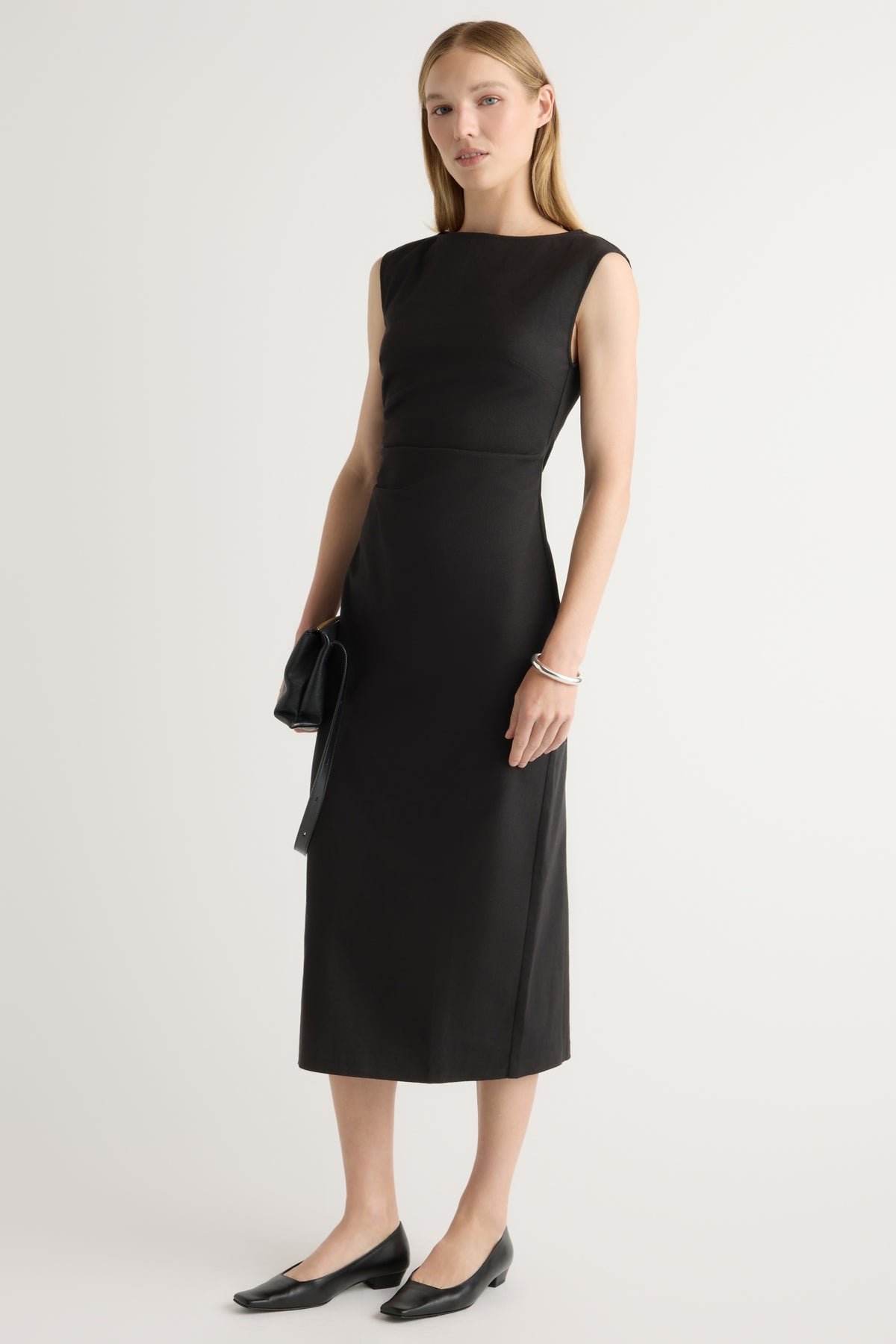black dress with boat neck Inari Cotton Twill Boat-Neck Color:Really Red Style with slip on 998 Black Satin Bridesmaid Dresses