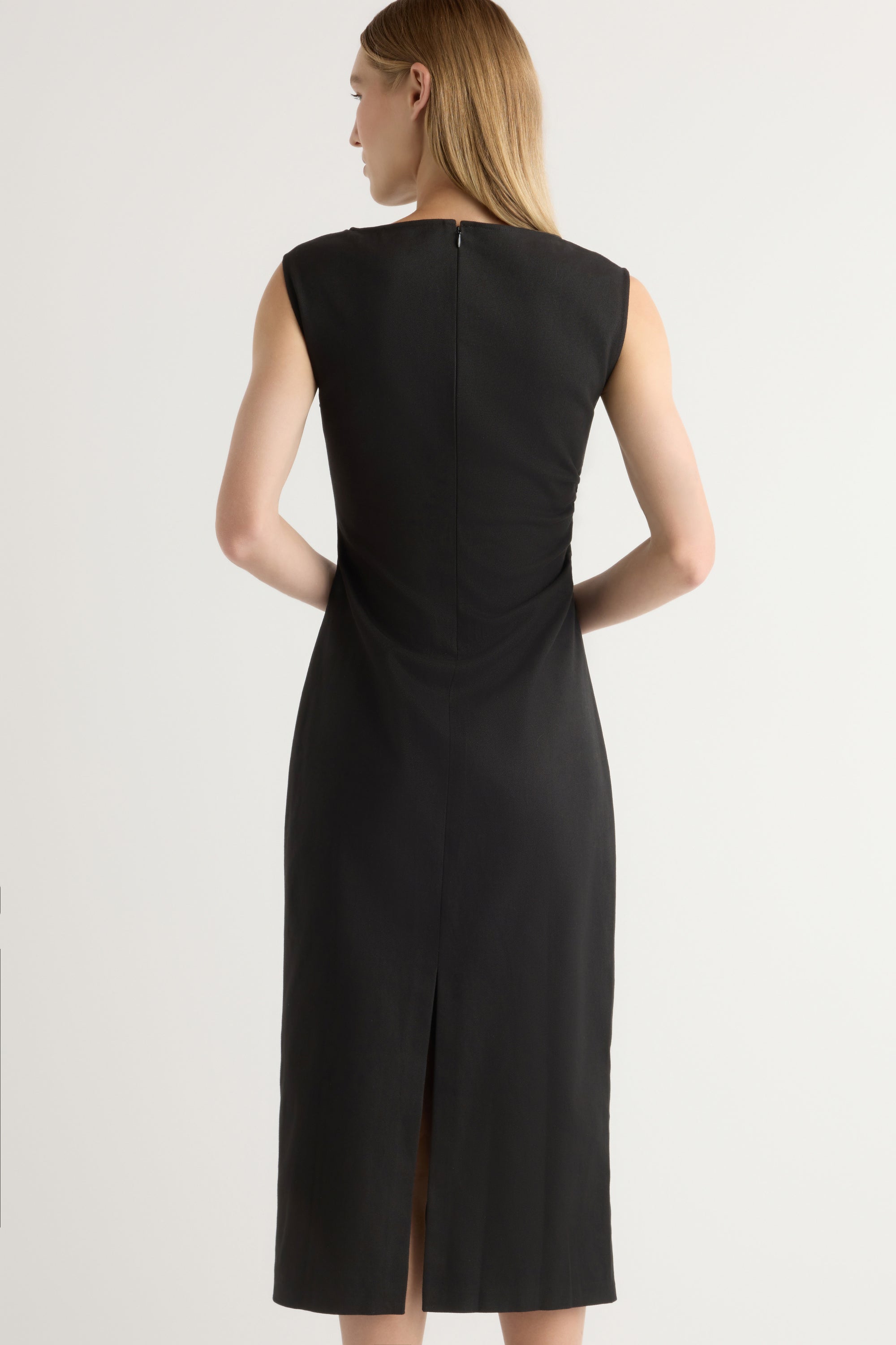 Inari Cotton Twill Boat-Neck Dress Black / Regular / L Inari Cotton Twill Boat-Neck Dress Black / Regular / L