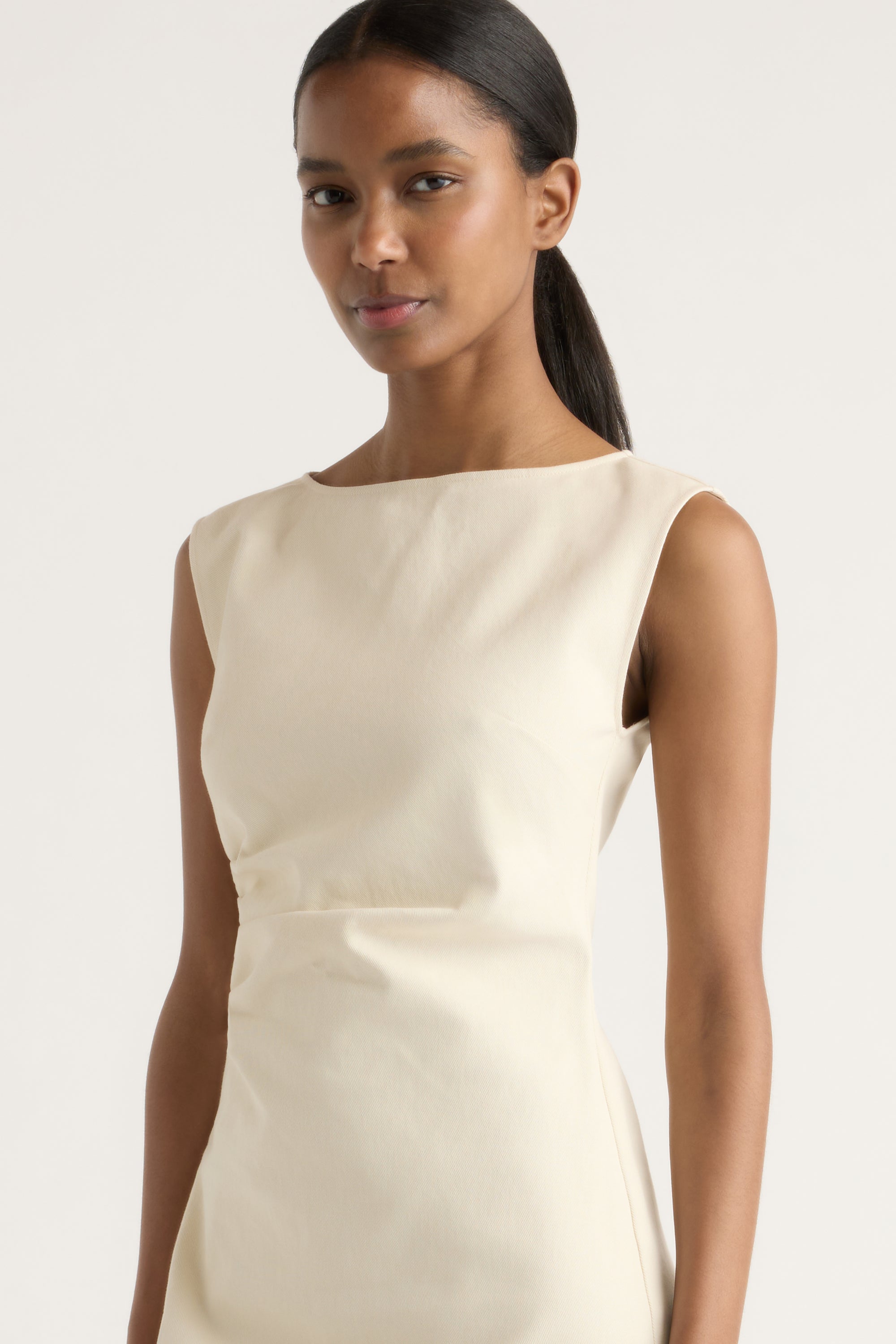 Inari Cotton Twill Boat-Neck Dress Cream / Regular / M