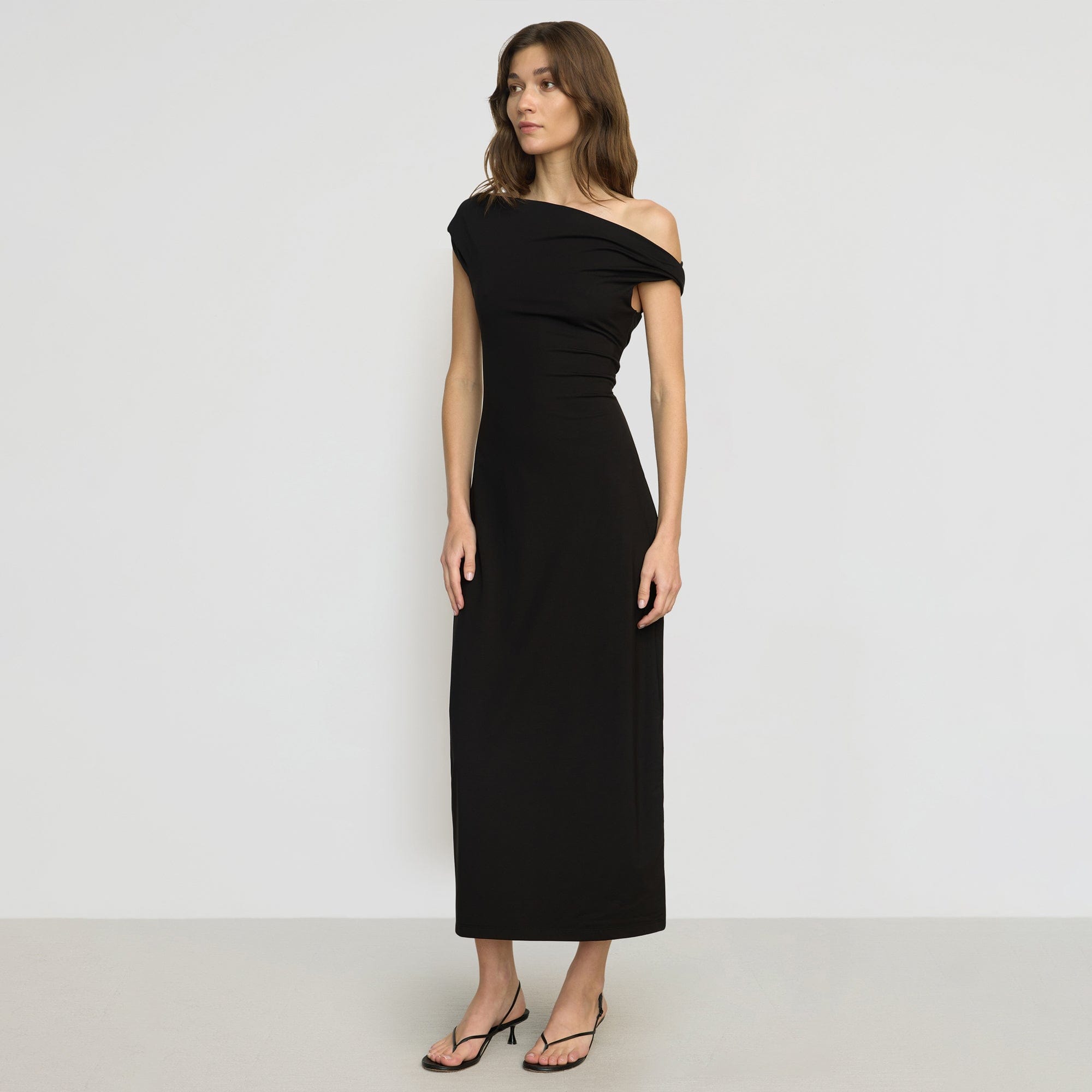 [RECTO] / ☆ 24FW RC OFF-SHOULDER FITTED DRESS / BLACK 7e6ac0b6ff00e0a5ffbf1114ba9798