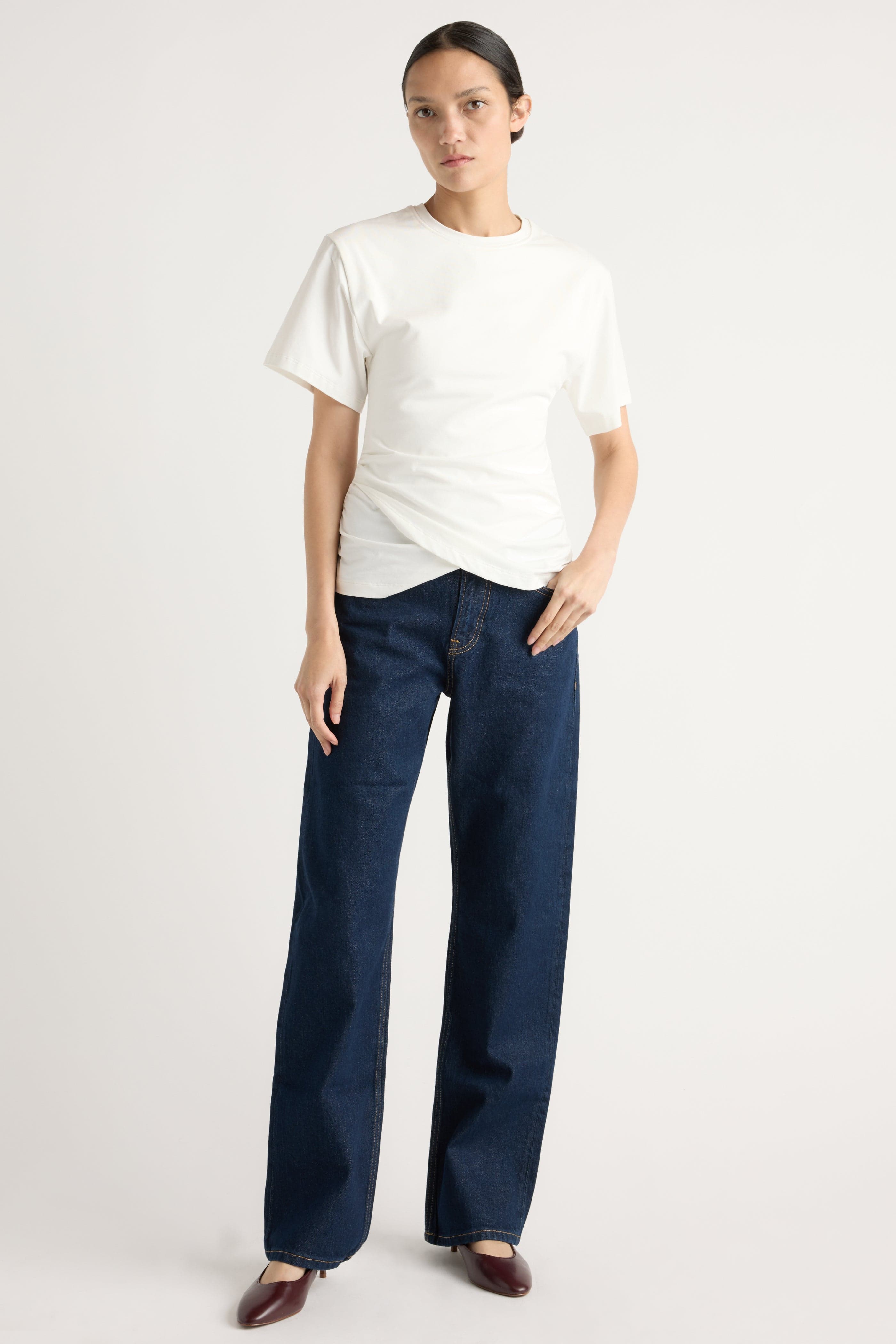 Janette Front-Wrap Jersey Tee