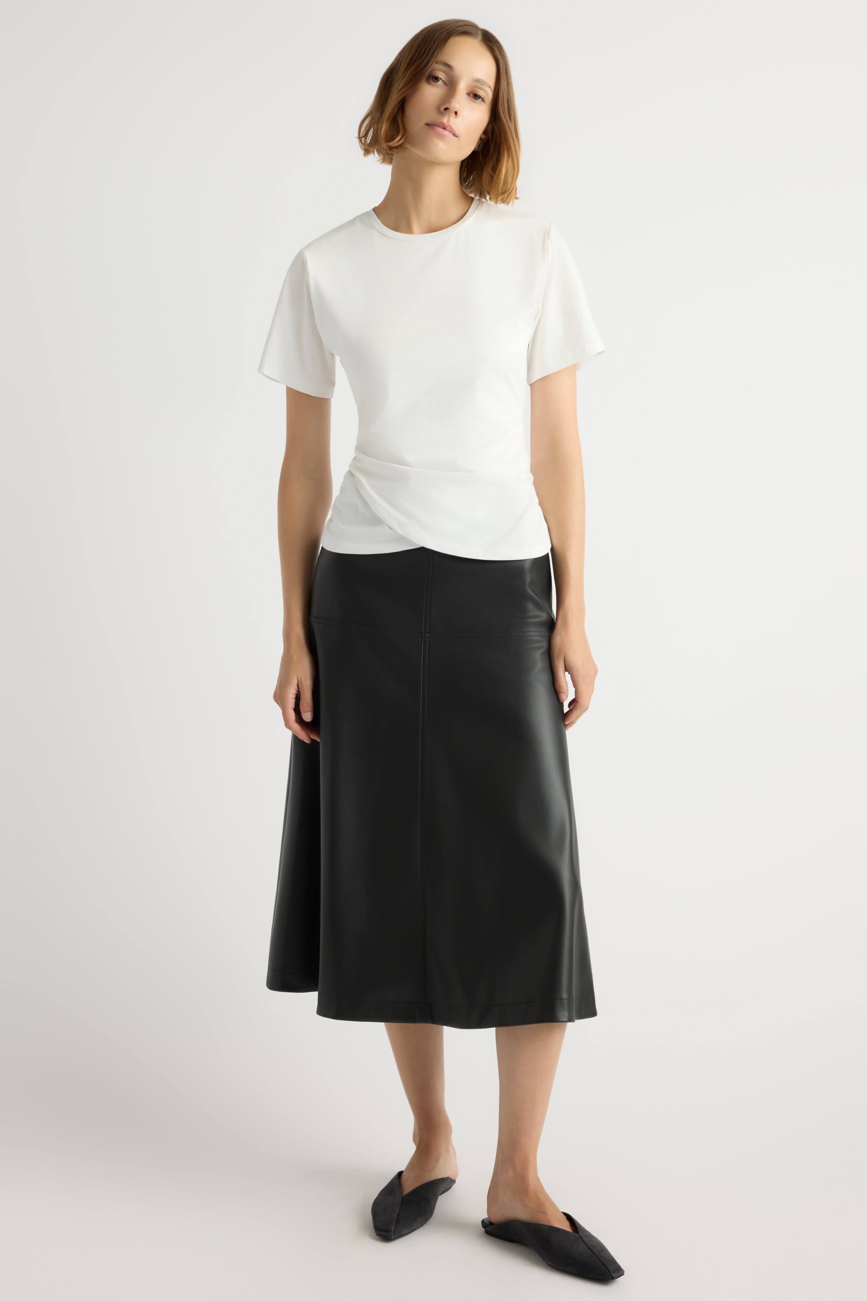 Janette Front-Wrap Jersey Tee