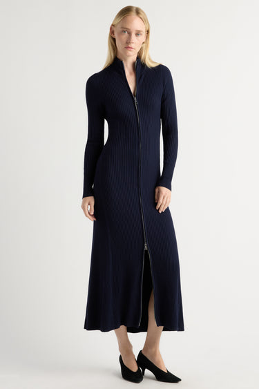 Riley | Janne Ribbed Two-Way Zip Sweater Dress in Size Small