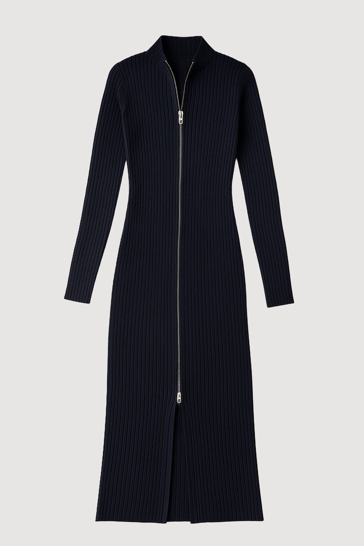 Janne Ribbed Two-Way Zip Sweater Dress