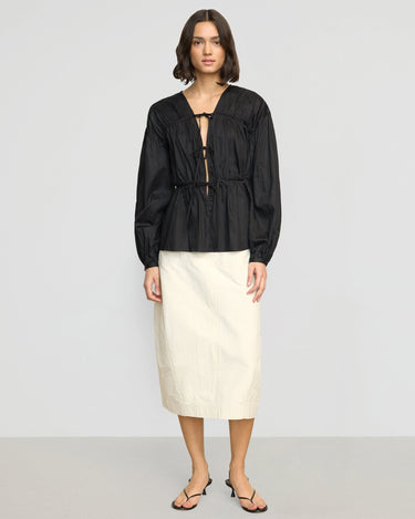 Olivia | Jarmaine Back-Slit Barrel Skirt in Size Small