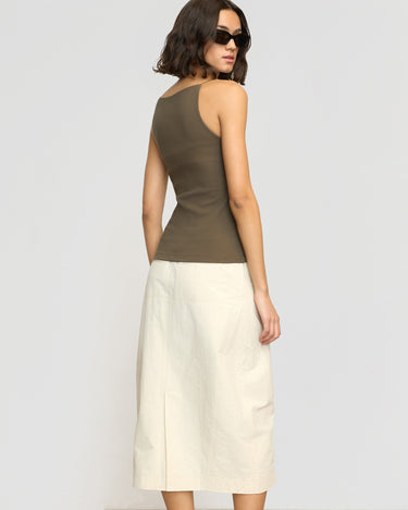 Olivia | Jarmaine Back-Slit Barrel Skirt in Size Small