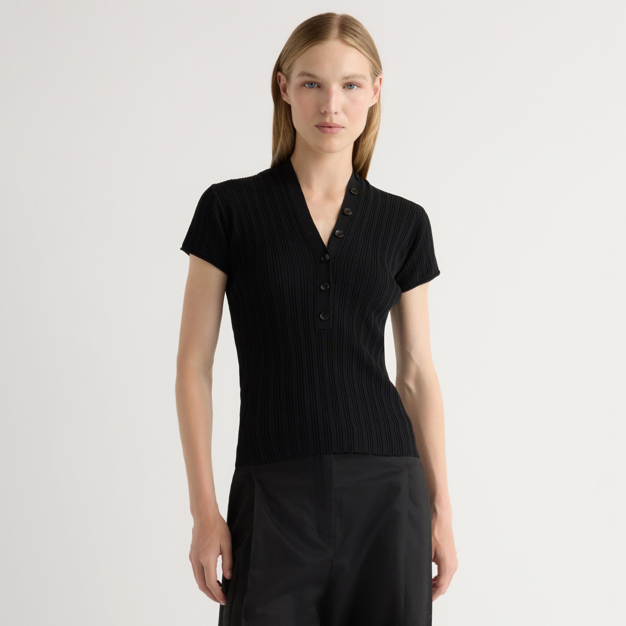 Jeni Button V-Neck Sweater Top