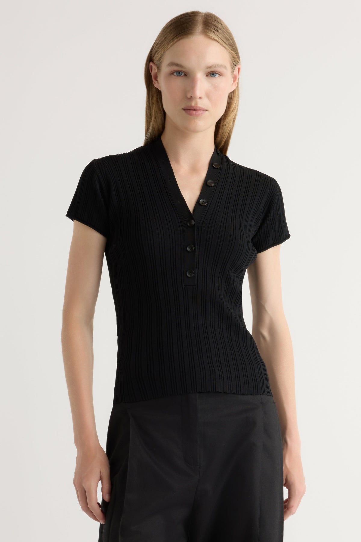 Jeni Button V-Neck Sweater Top