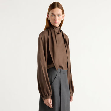 Kelsey | Josephine Scarf-Neck Tencel Blouse in Size Small