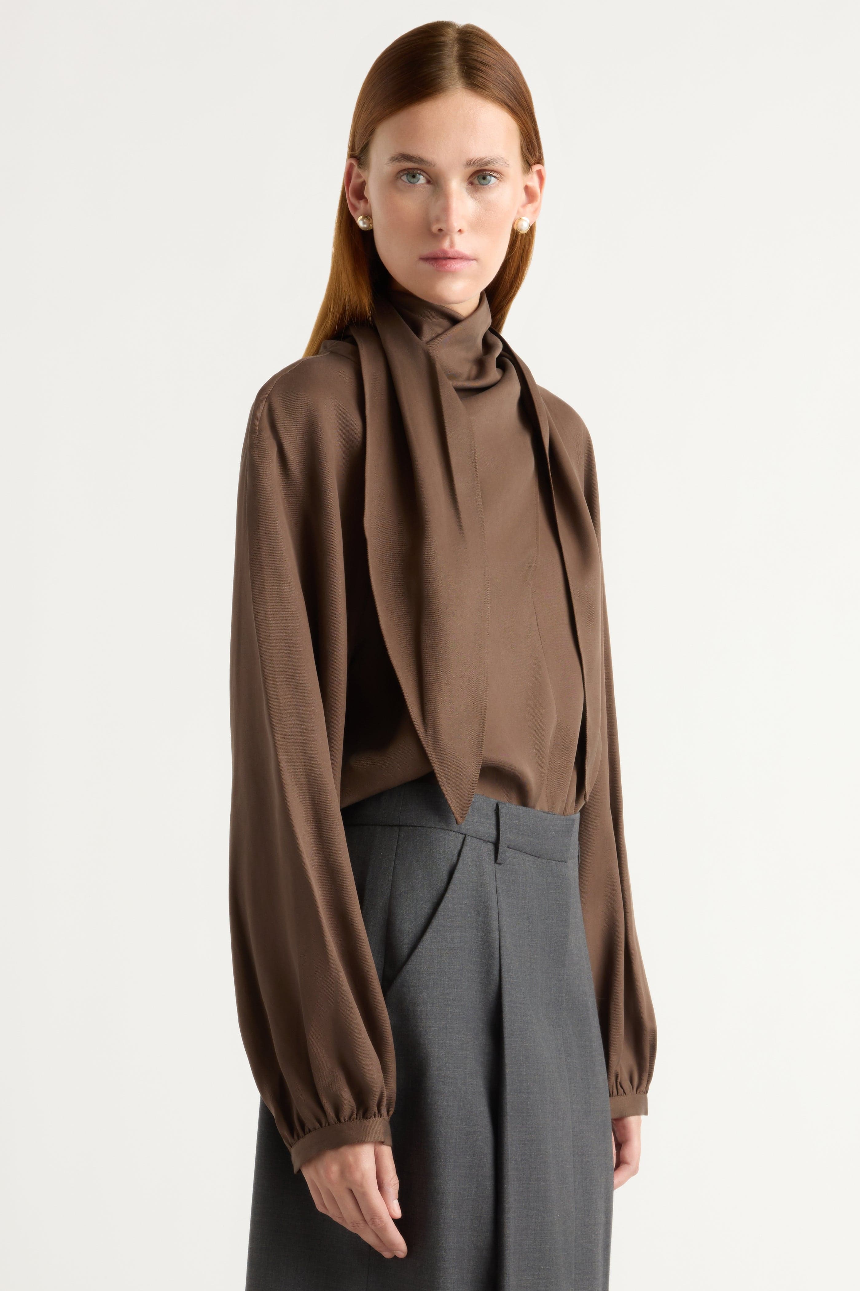 Josephine Scarf-Neck Tencel Blouse1