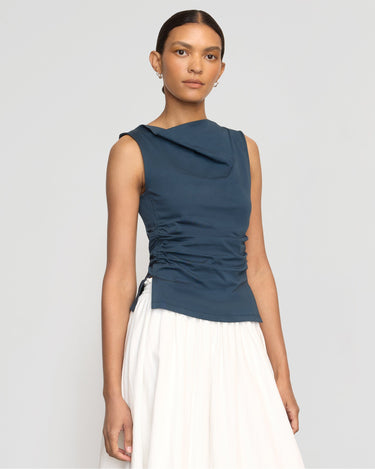 Vanessa | Josie Shirred-Side Cowl-Neck Tee in Size Small