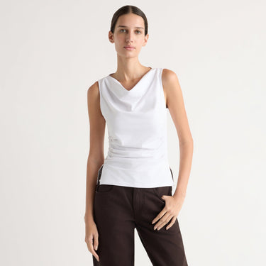 Karolina | Josie Shirred-Side Cowl-Neck Tee in Size Extra Small
