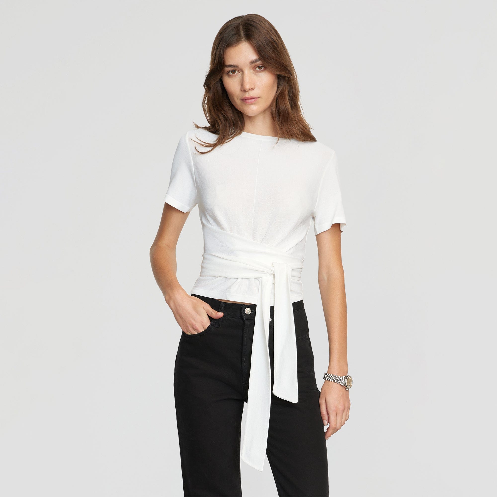 Cotton Drill Crossover Top - Women - Ready-to-Wear