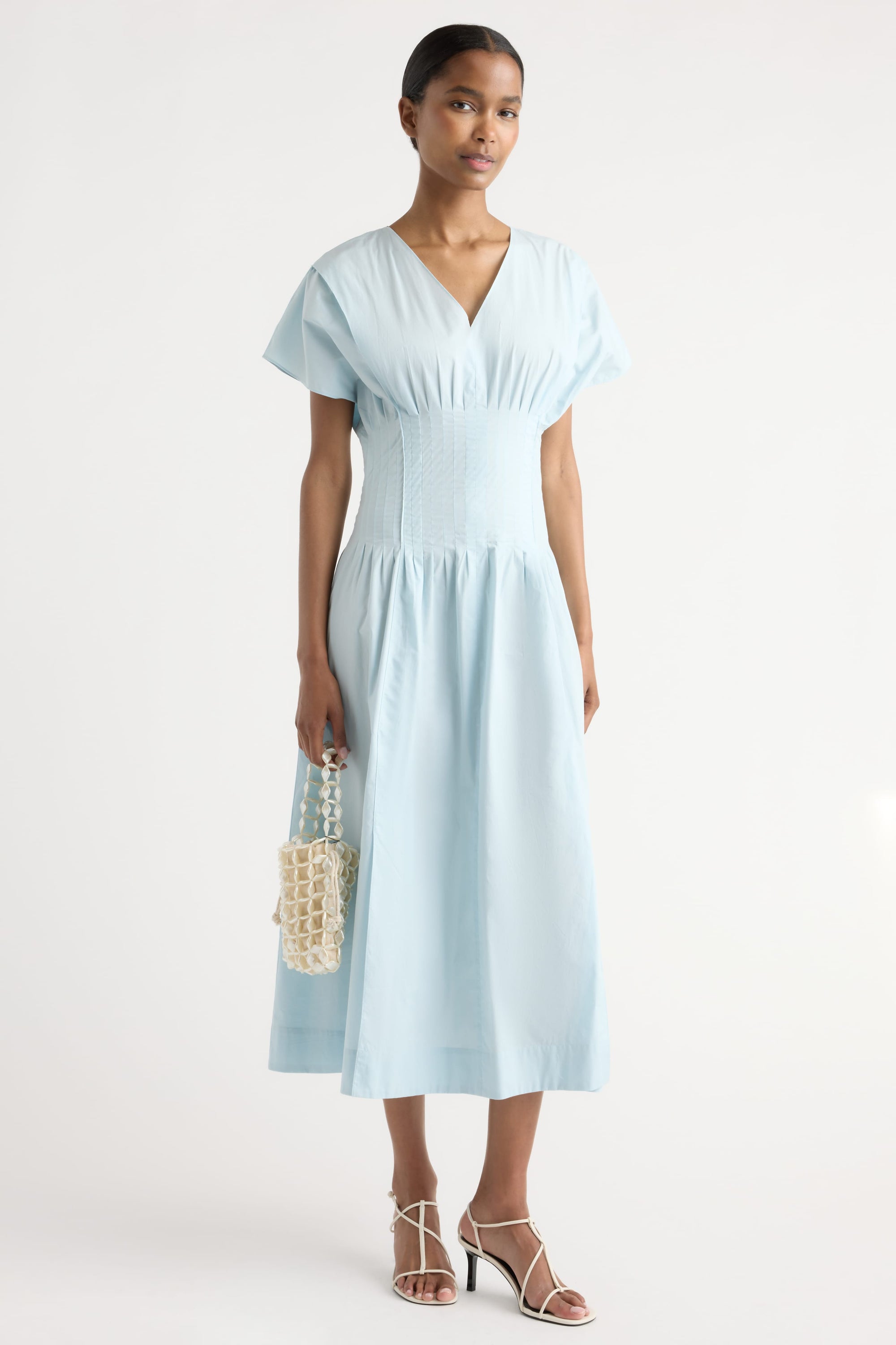 Kai Pleated Blouson Dress Icy Blue / L