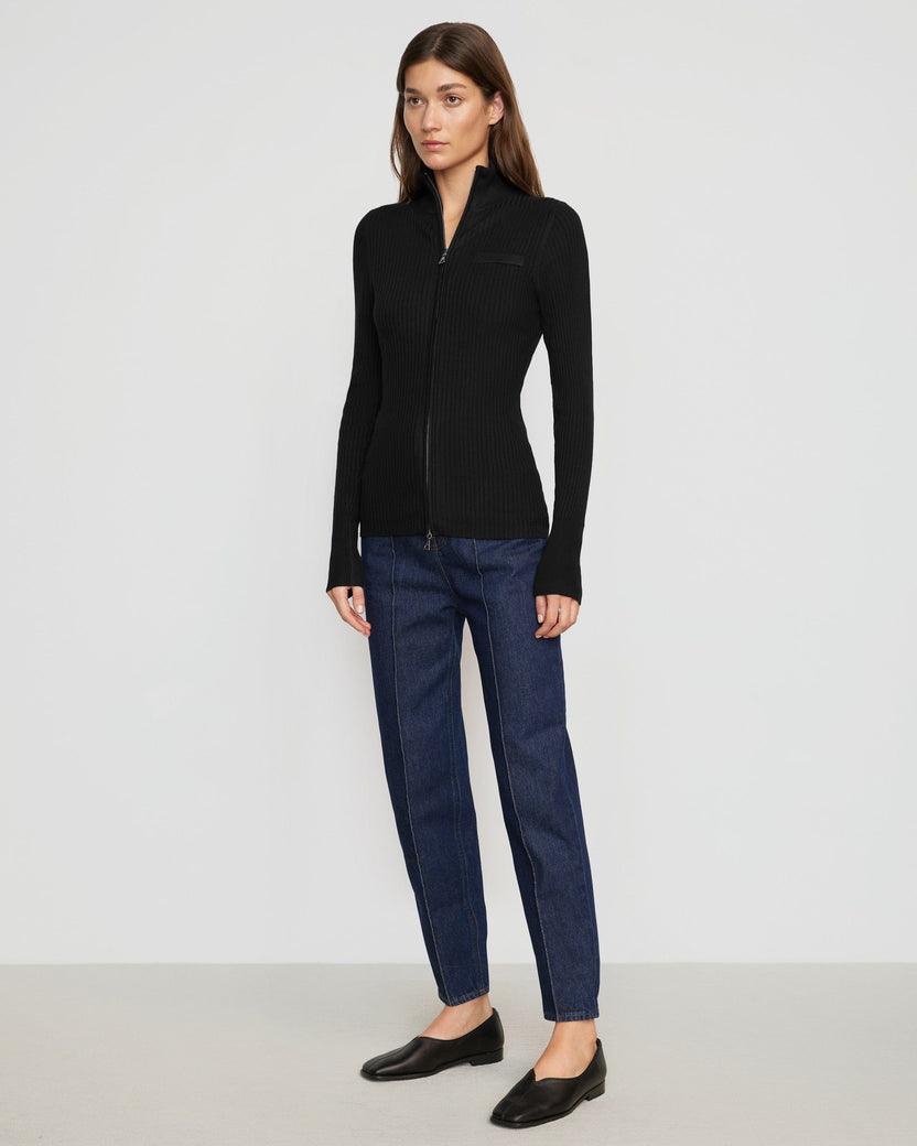 RIBBED DOUBLE ZIPPER SWEATER