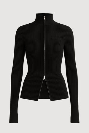 Kaine Ribbed Two-Way Zip Sweater