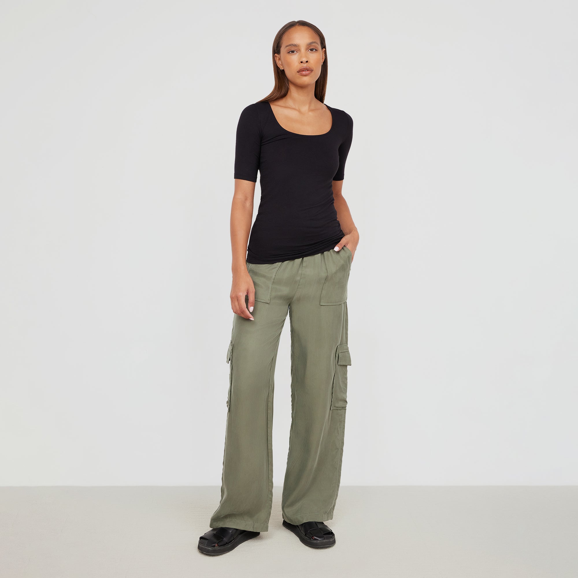 Kateri Satin Wide Leg Cargo Pant